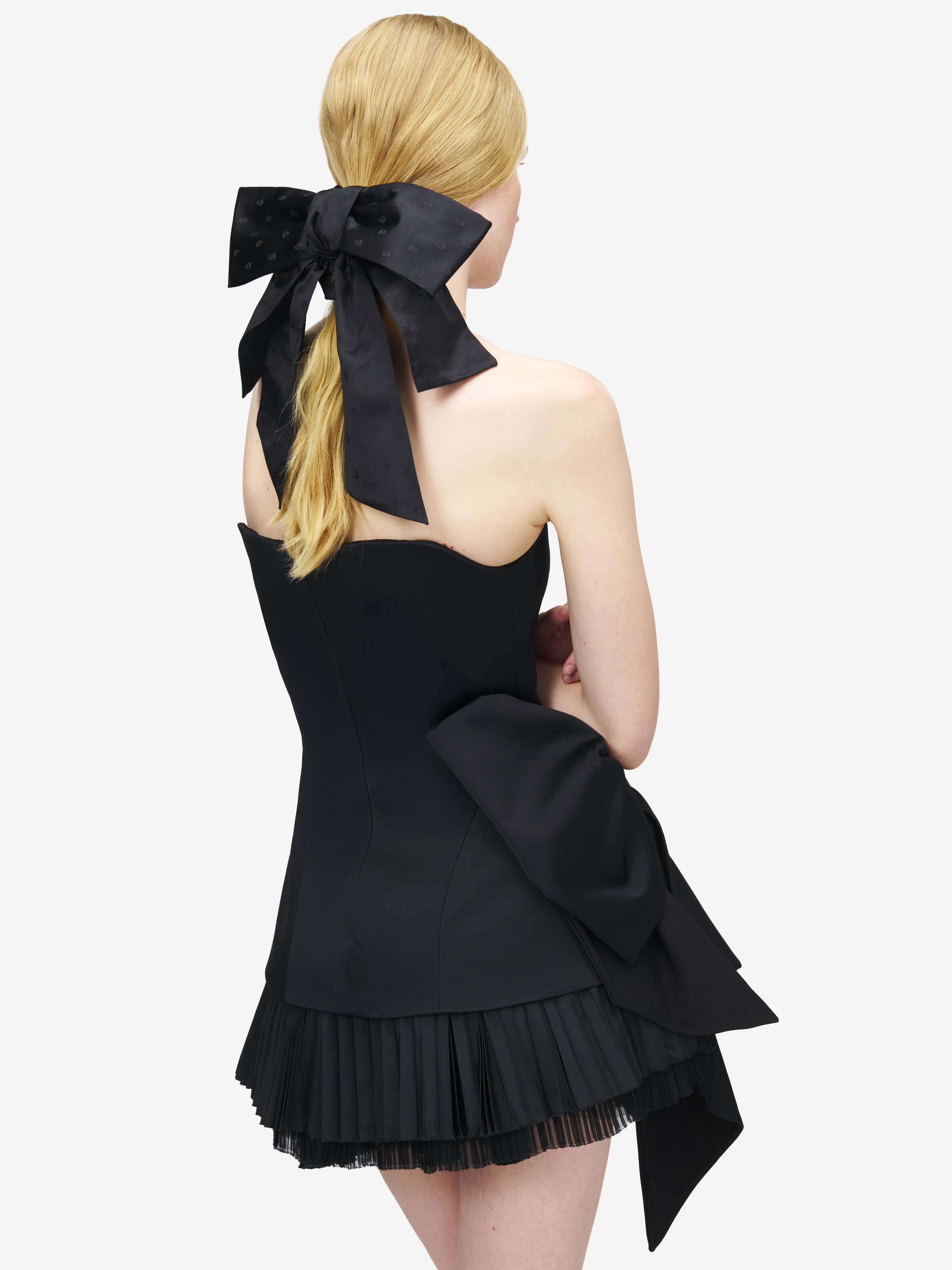 Haargummi mit Schleife aus Skull-Jacquard für Damen in Schwarz in 100% Seide | Alexander McQueen - image 2