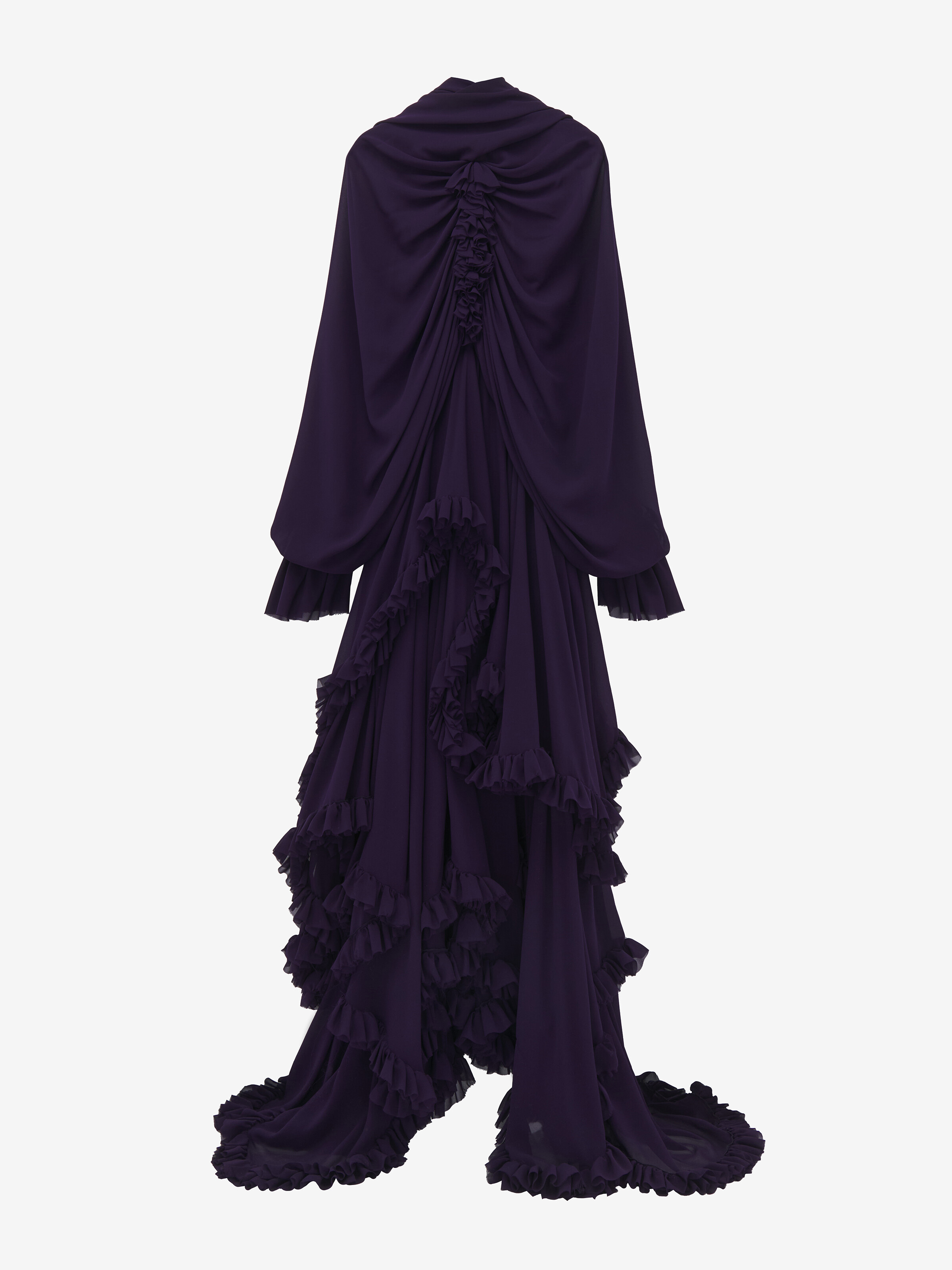 Women's Draped Evening Dress in Violet in 100% Silk | Alexander McQueen - image 1