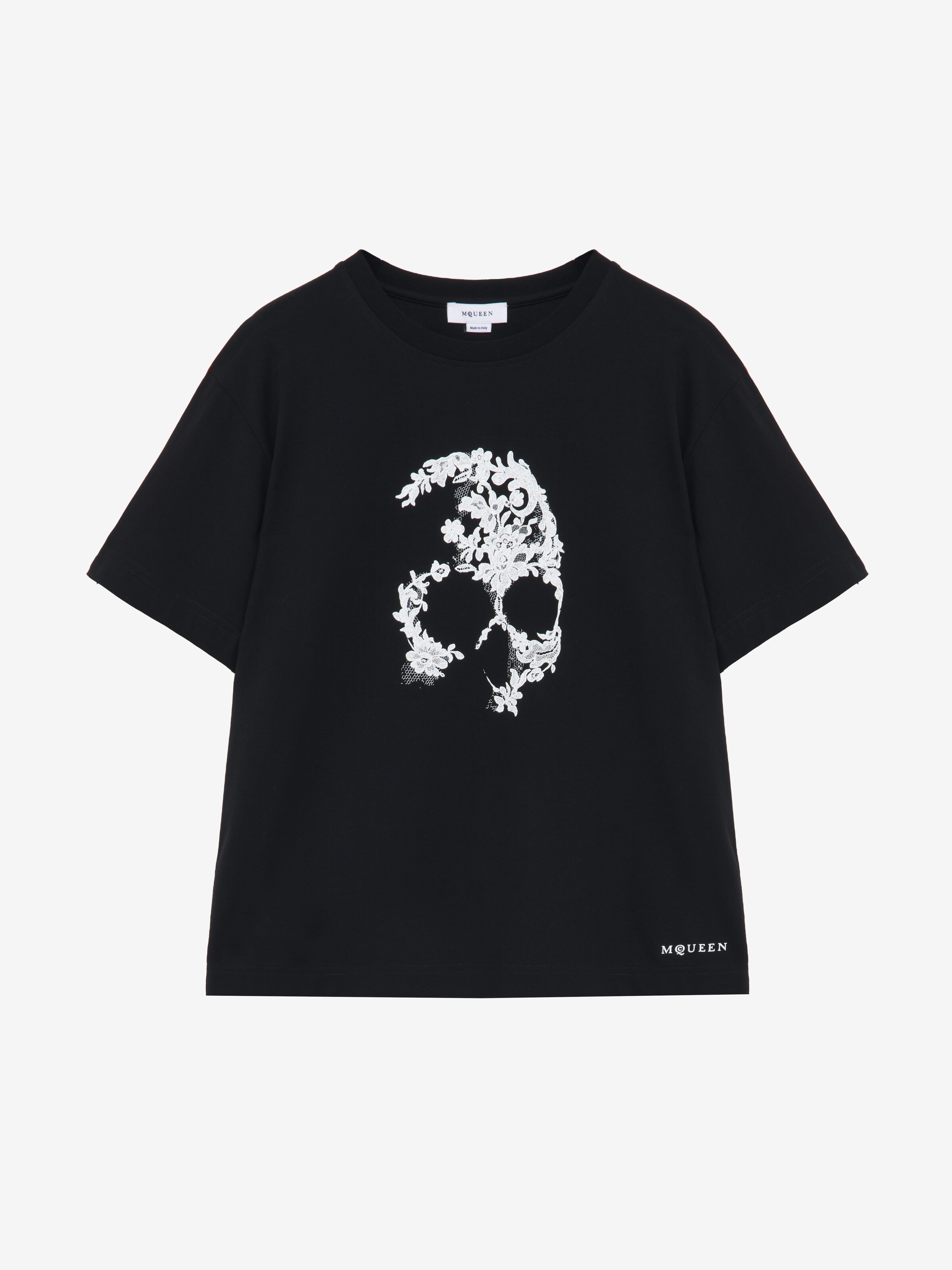 T-shirt Skull à dentelle pour Femme en Noir in 100% Coton | Alexander McQueen - image 2