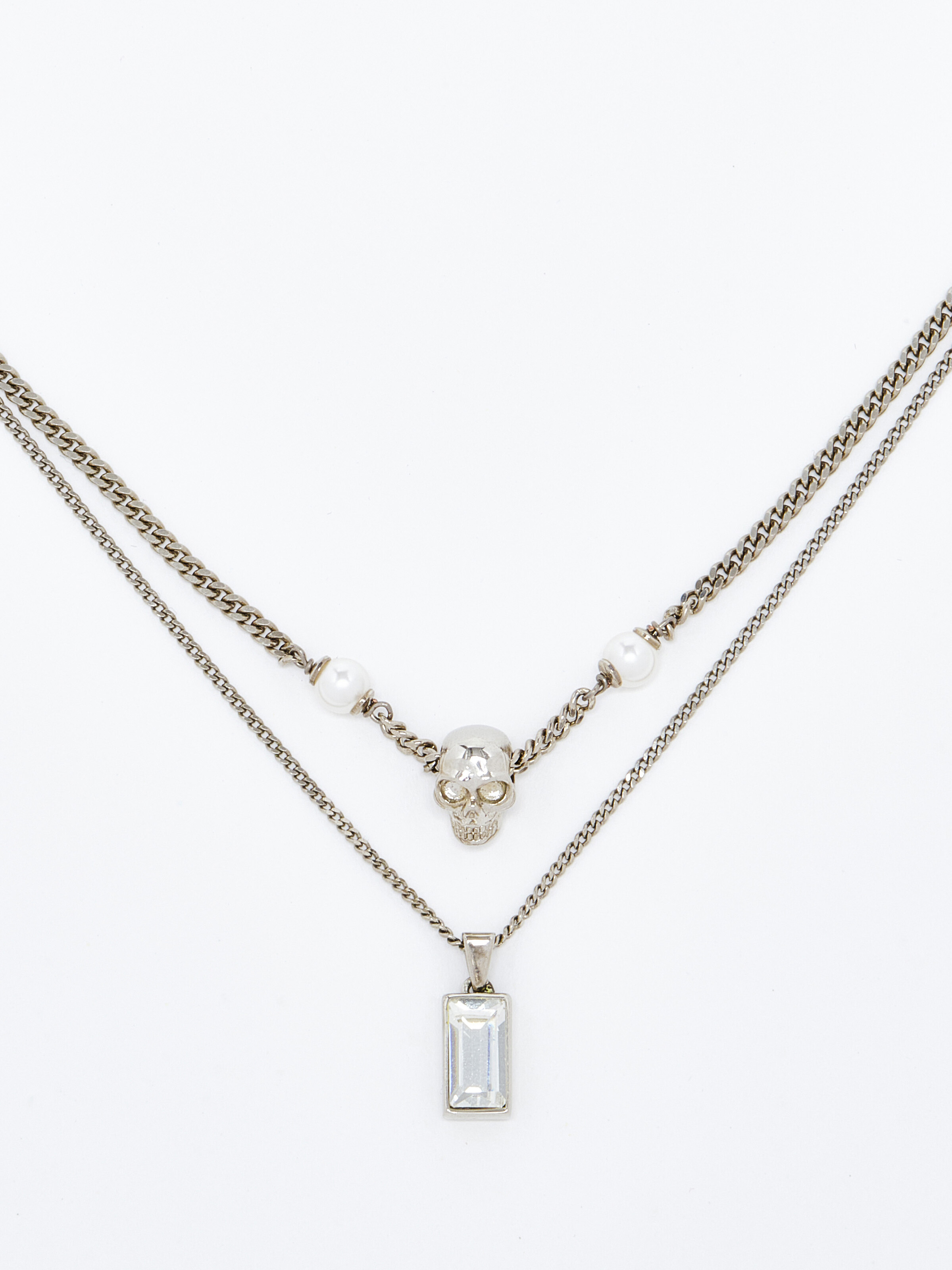 Collana a catena Skull con perla da Uomo in Palladio in Ottone | Alexander McQueen - image 3