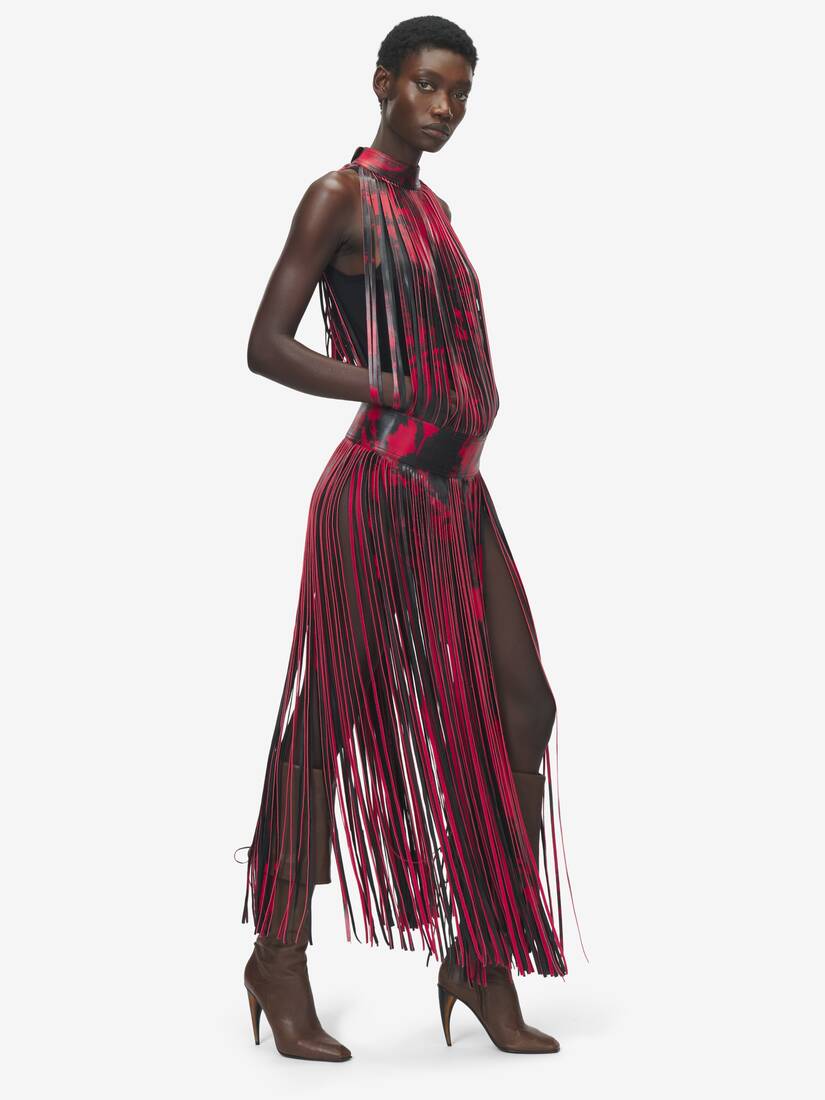 Leather Floral Fringe Dress | Alexander McQueen - image 6