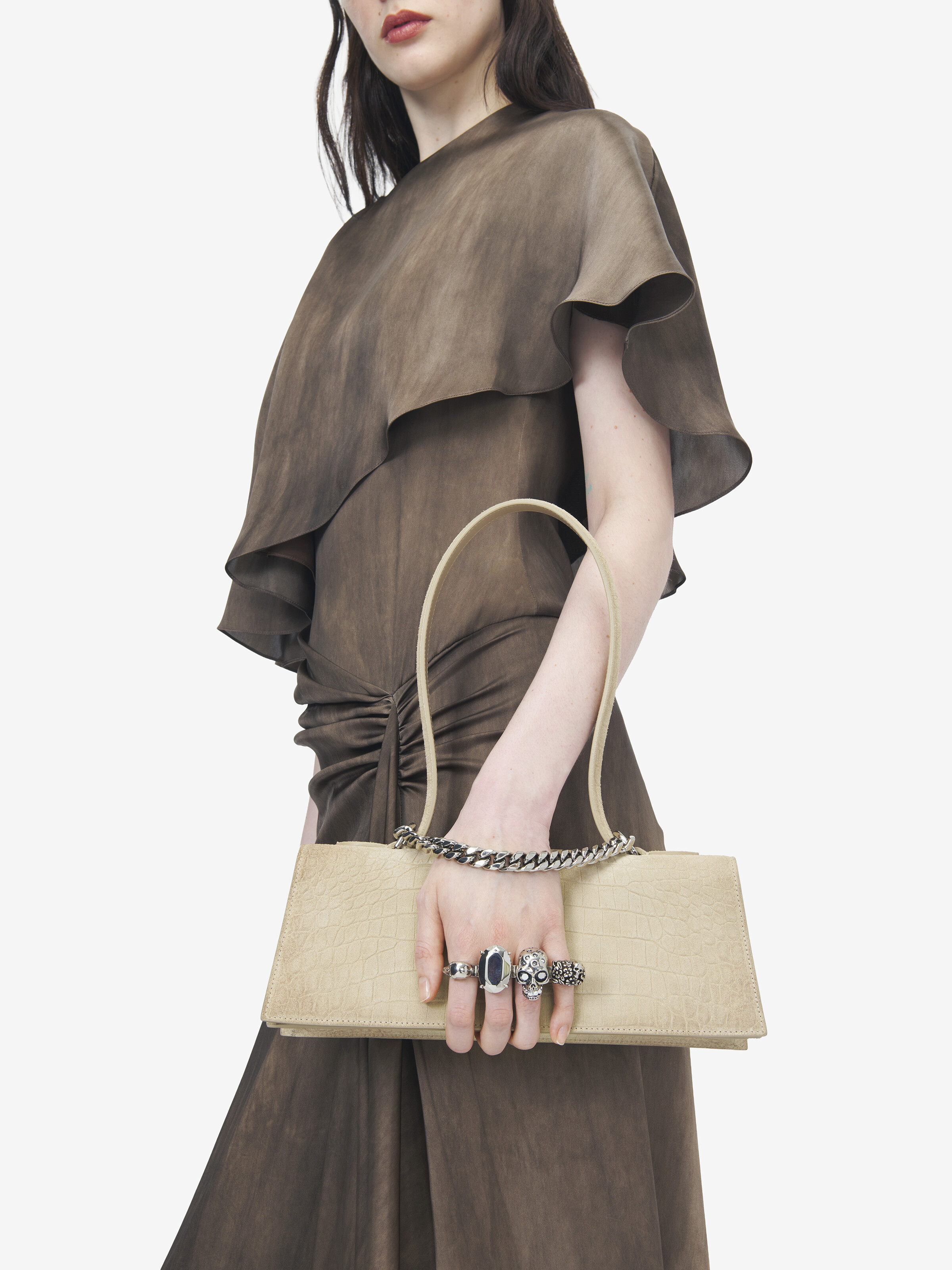 Women's Jewelled Top Handle in Light Brown in Calf Leather | Alexander McQueen - image 2