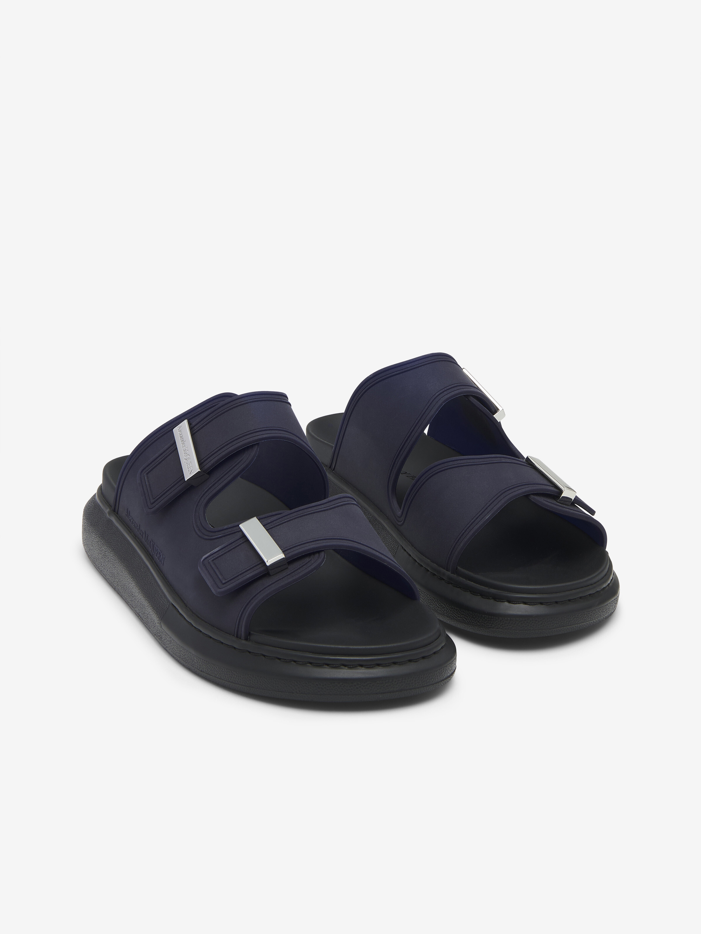 Men's Hybrid Slide in Blue/Black in Rubber | Alexander McQueen - image 3