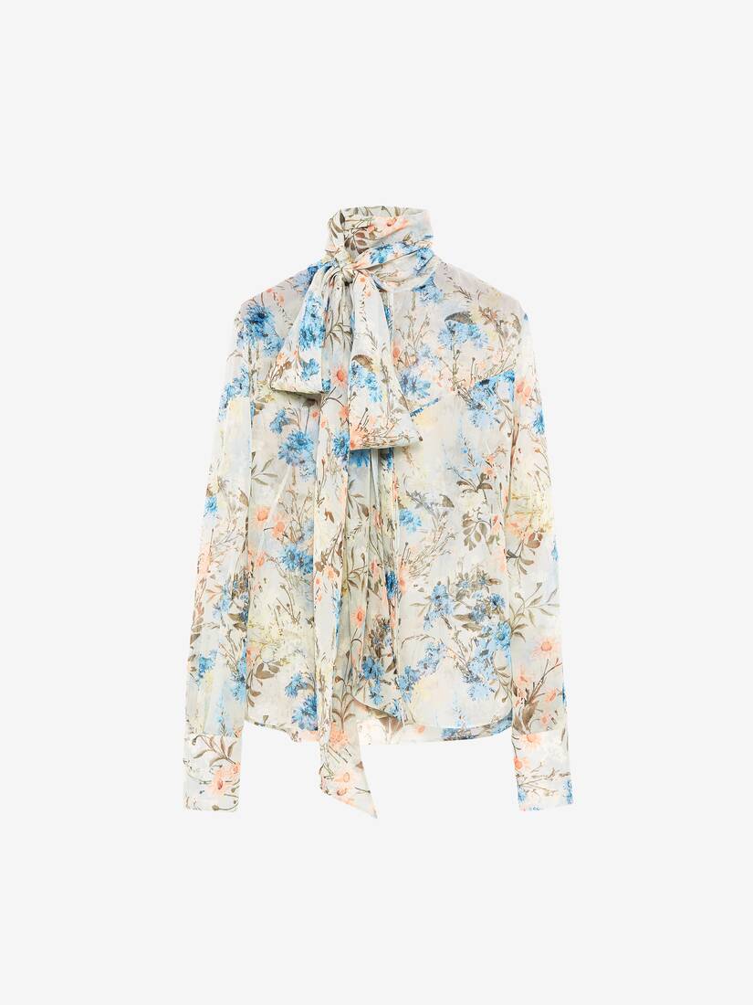 Wallpaper Floral Tie-Neck Shirt | Alexander McQueen - image 1