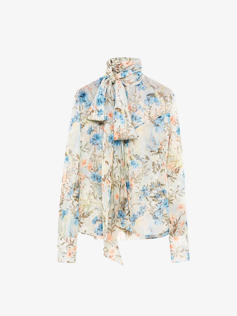 Wallpaper Floral Tie-Neck Shirt | Alexander McQueen - image 1