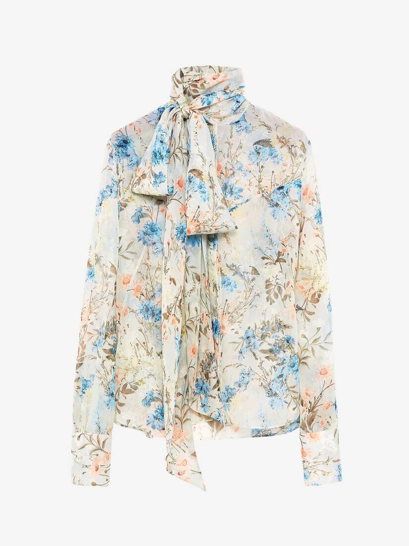 Wallpaper Floral Tie-Neck Shirt | Alexander McQueen - image 1