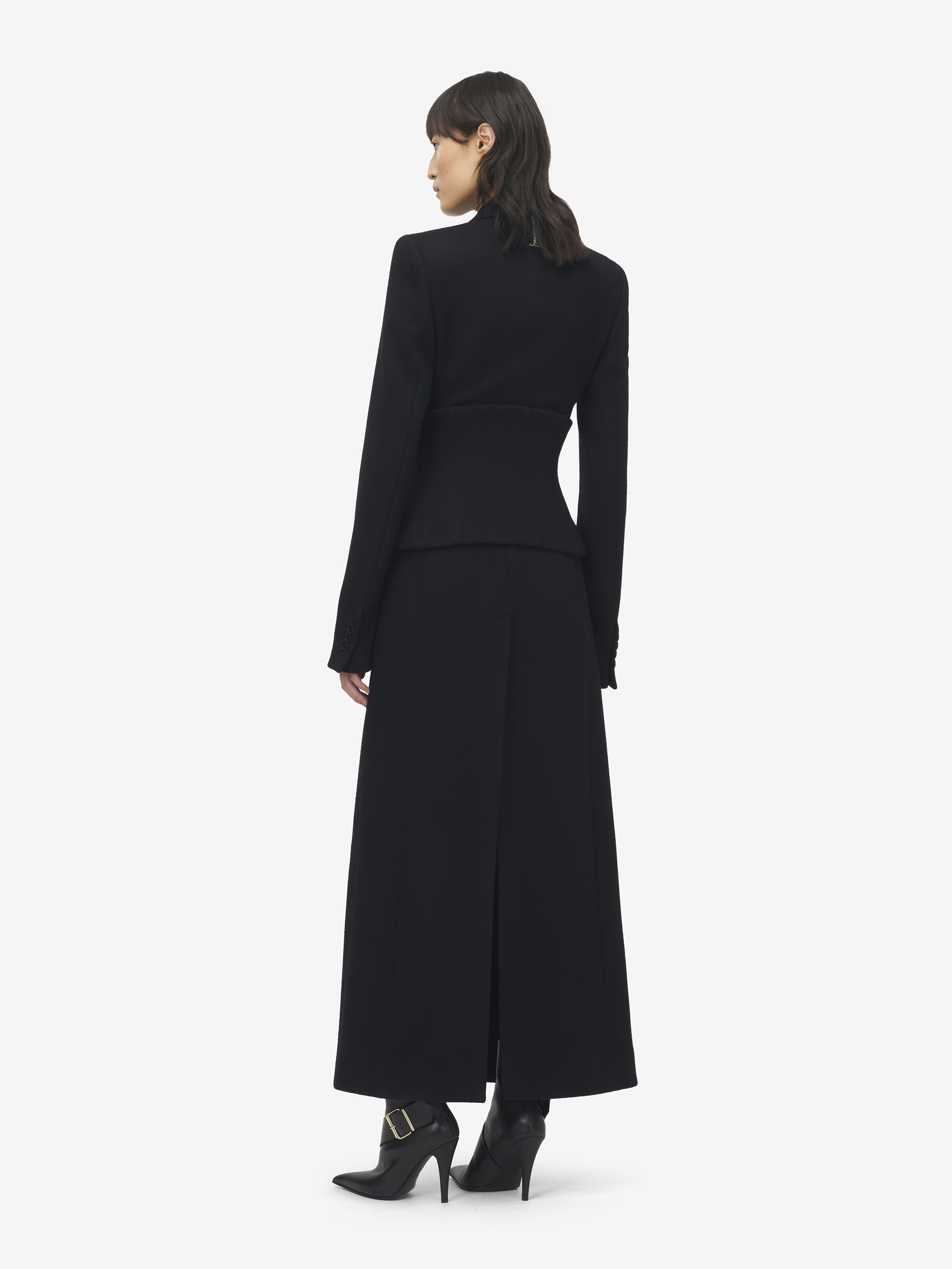 Women's Wool Cashmere Long Coat in Black in 50% Wool, 50% Cashmere | Alexander McQueen - image 4