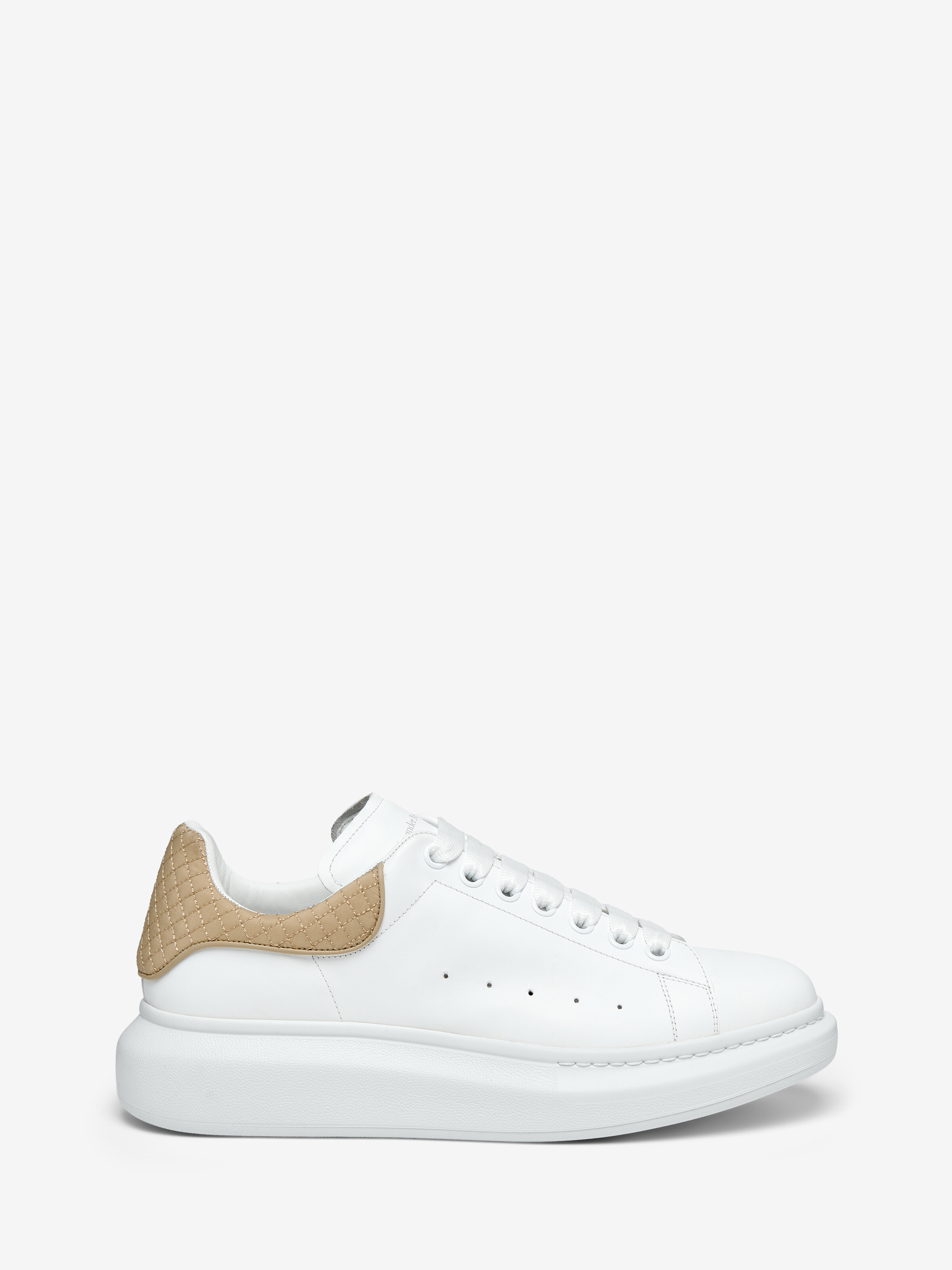 Men's Oversized Sneaker in White/Beige in Calf Leather | Alexander McQueen - image 1
