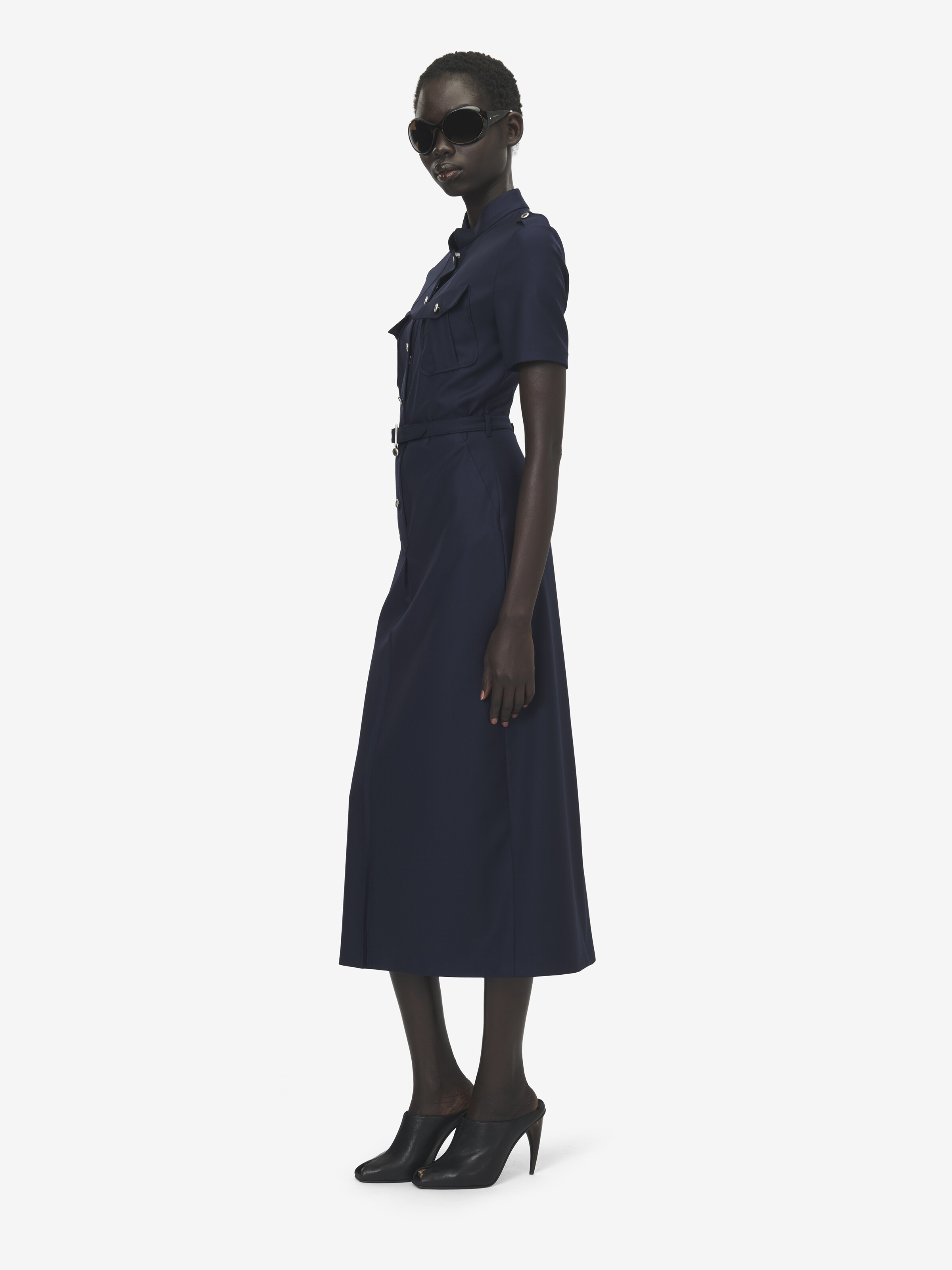 Uniform-Midikleid für Damen in Indigo in 100% Wolle | Alexander McQueen - image 4