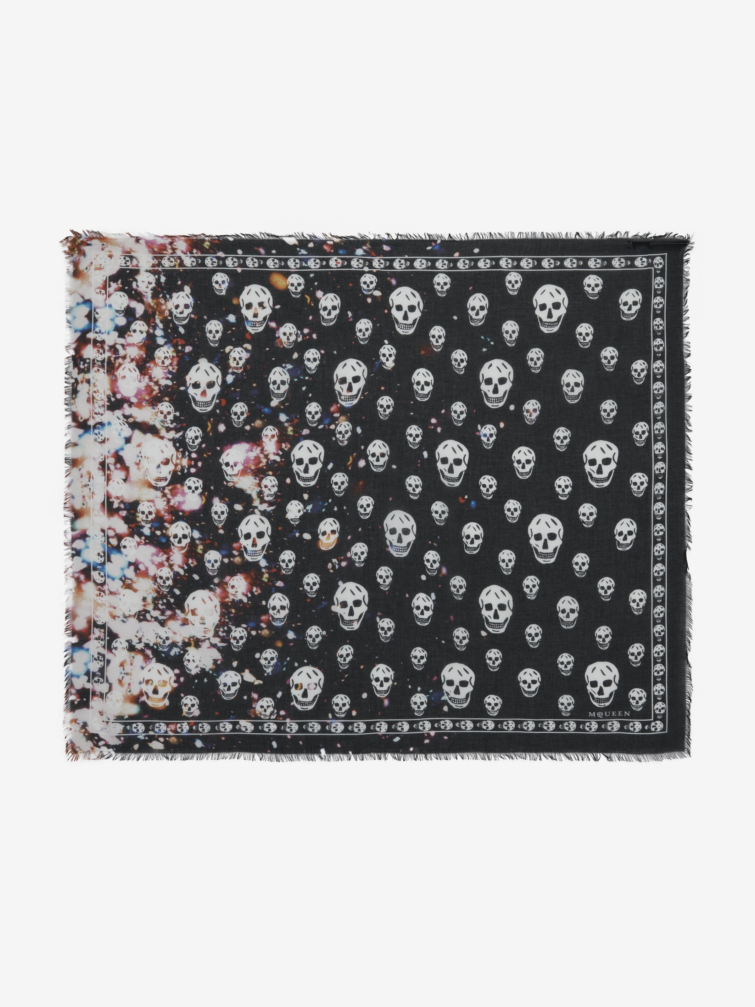 多彩纸屑Skull围巾 in 85% 莫代尔, 15% 丝 | Alexander McQueen - image 1