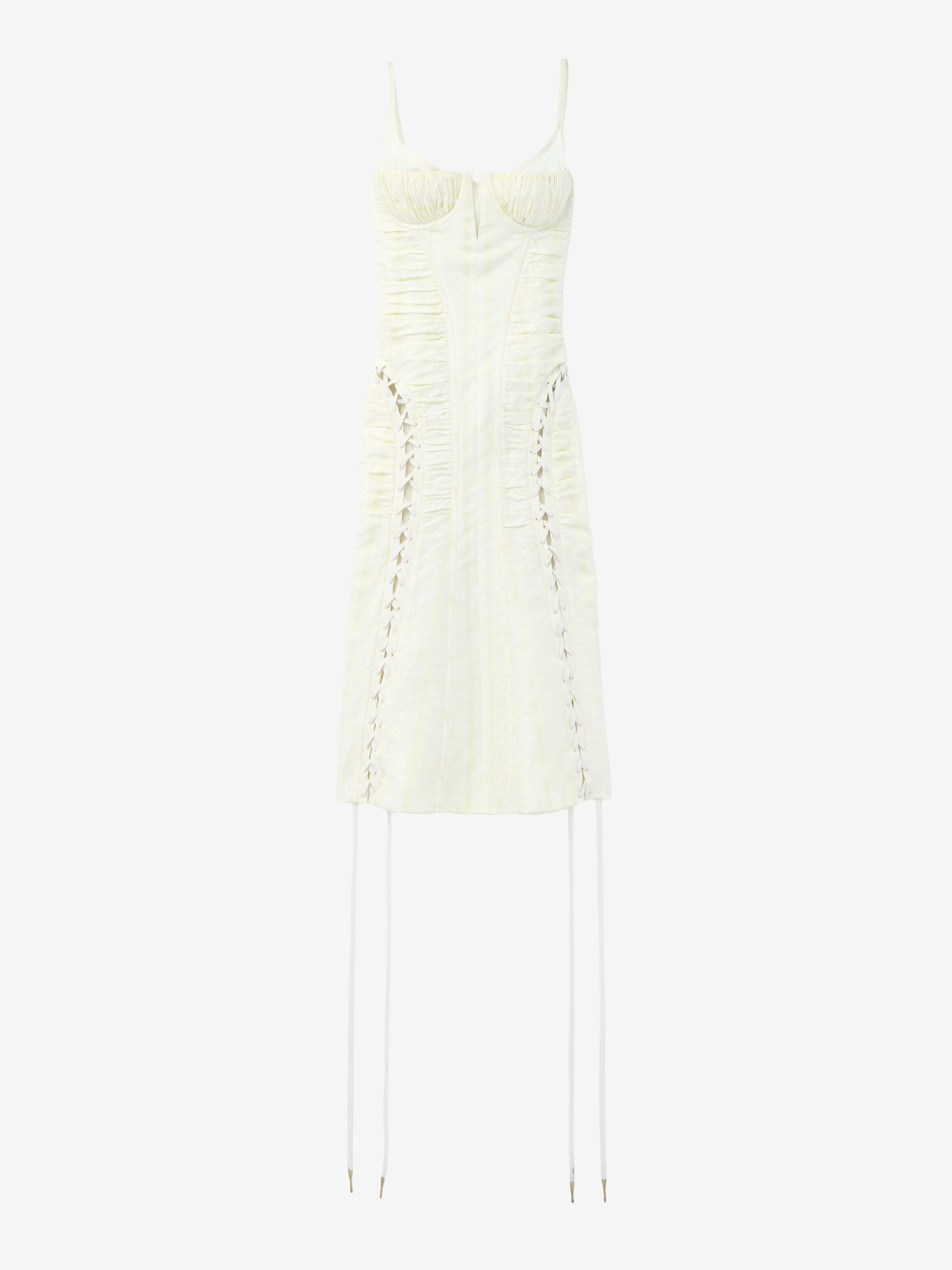 Women's Floral Jacquard Corset Dress in Cream in 56% Polyamid, 44% Silk | Alexander McQueen - image 1