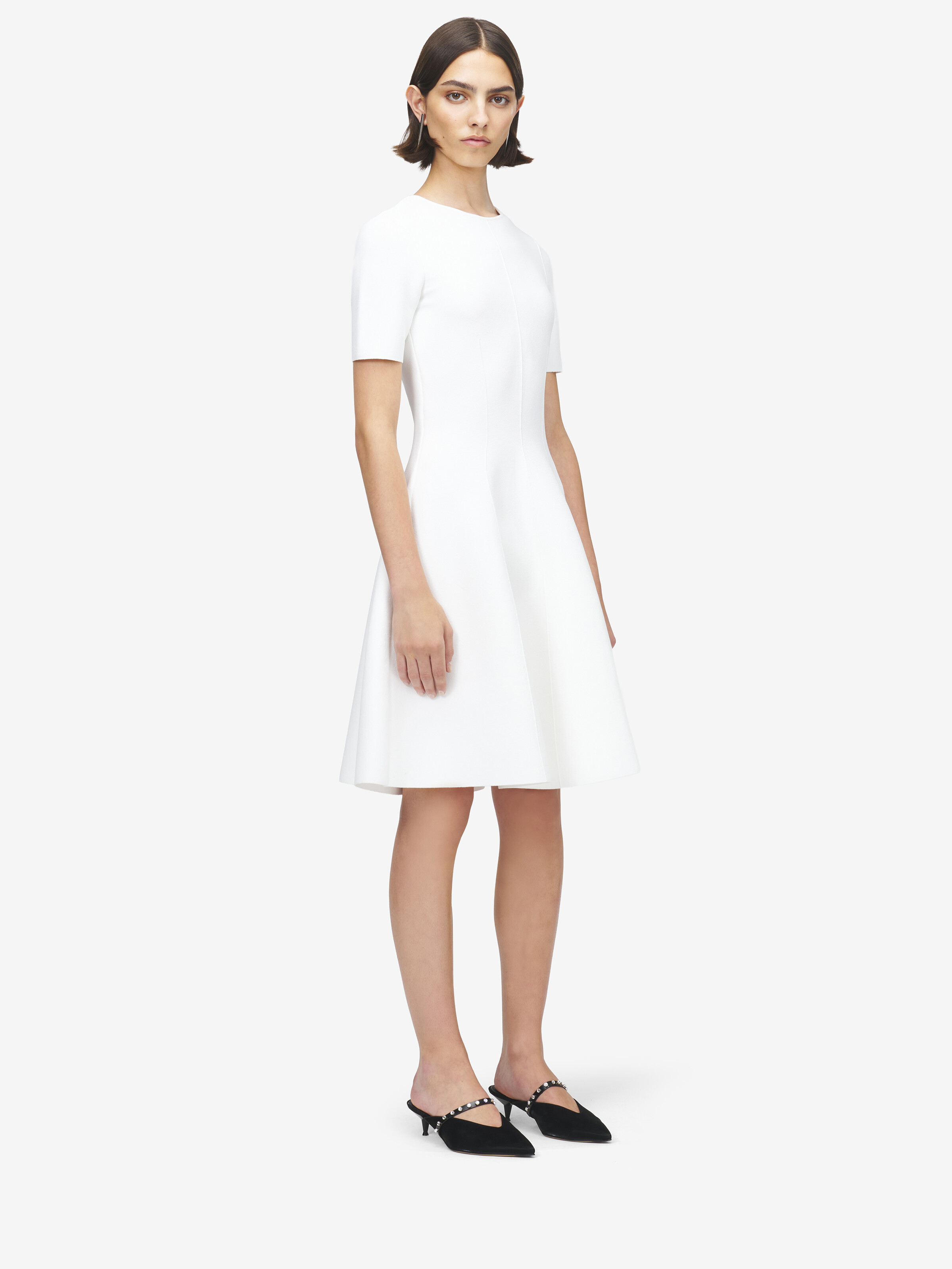 Women's Knitted Midi Dress in Ivory in 59% Viscose, 41% Polyester | Alexander McQueen - image 3