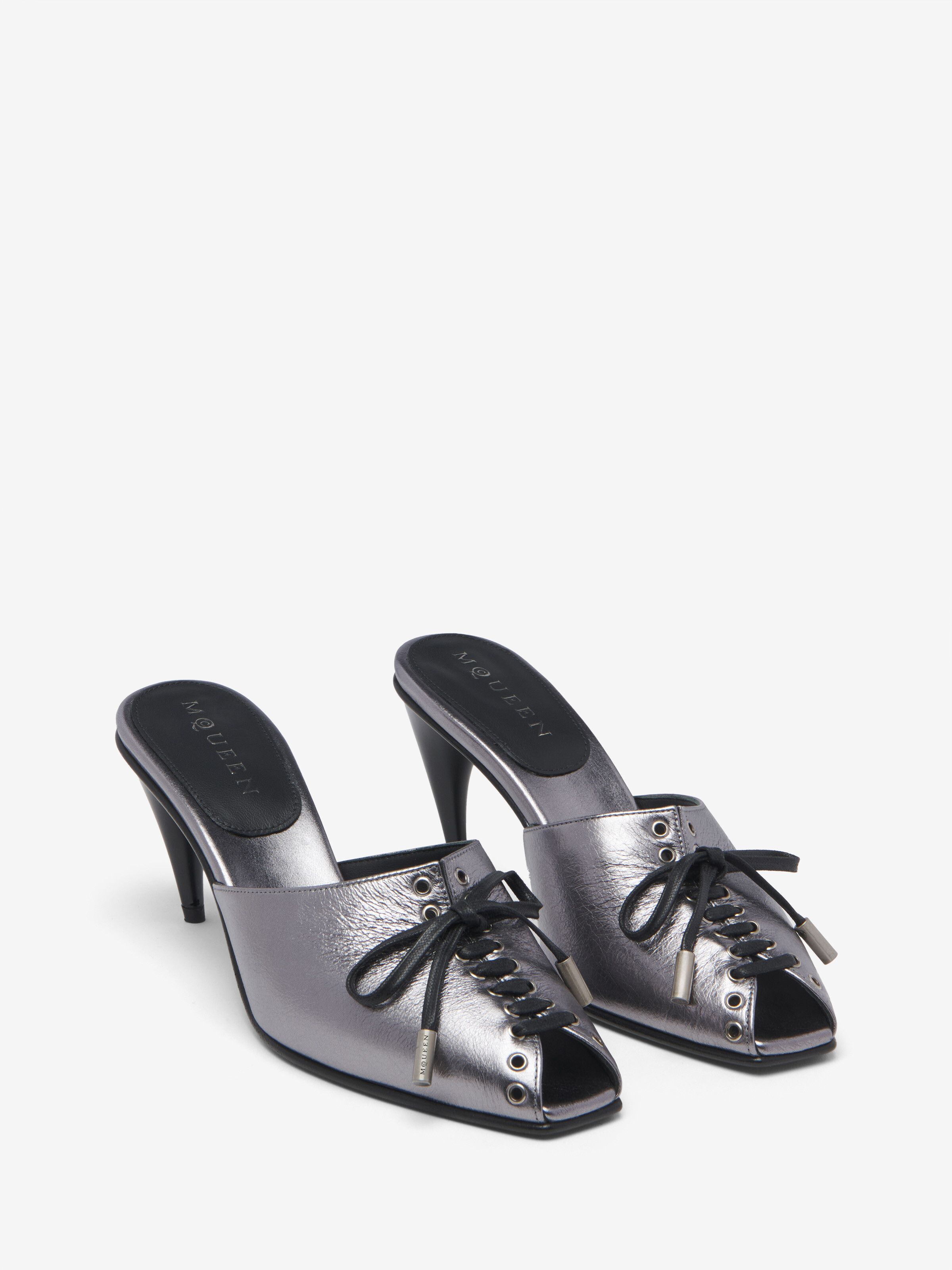 Women's Lexie Mule in Dark Silver in Calf Leather | Alexander McQueen - image 3
