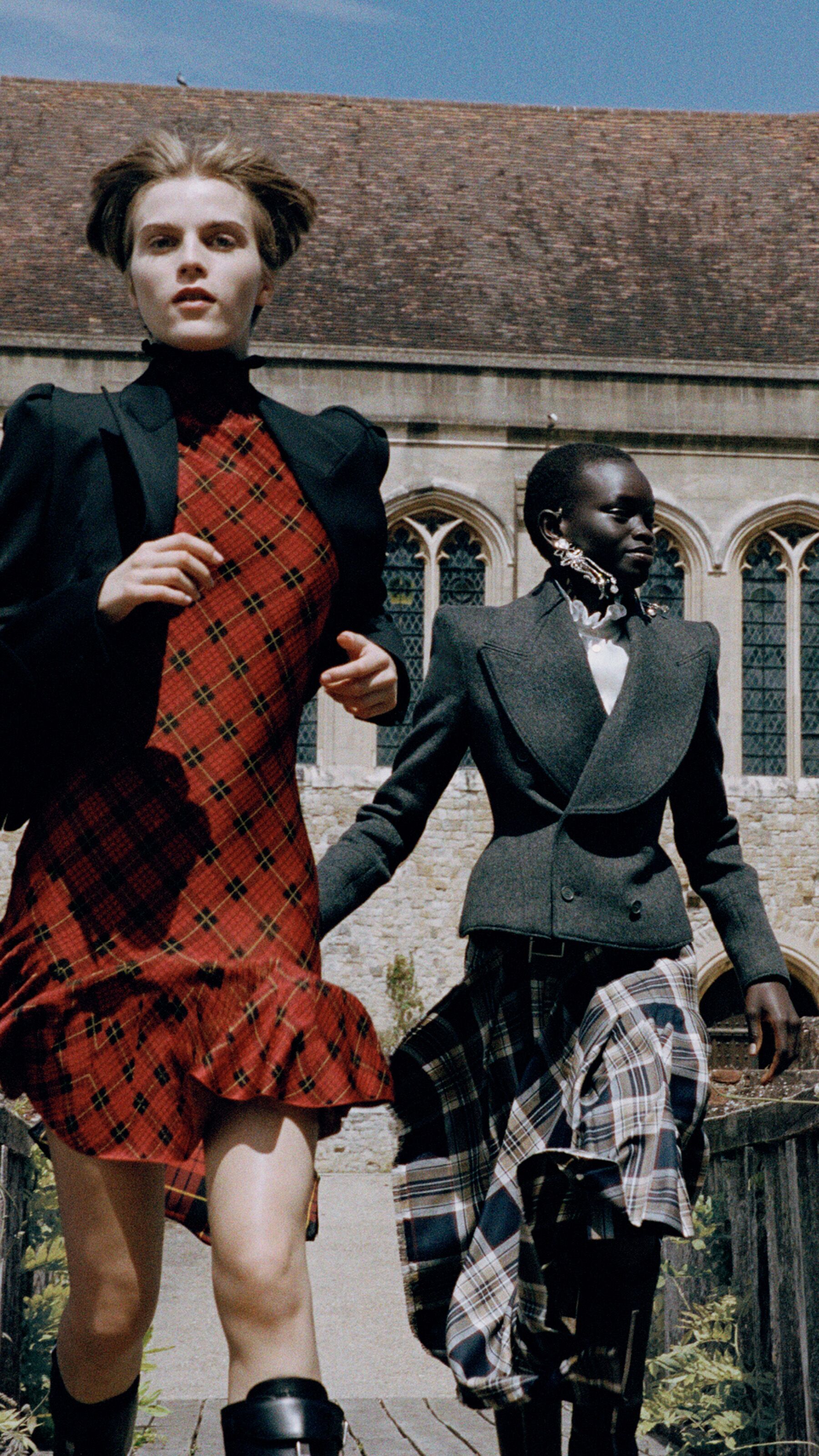 McQueen tartan dress and plaid skirt