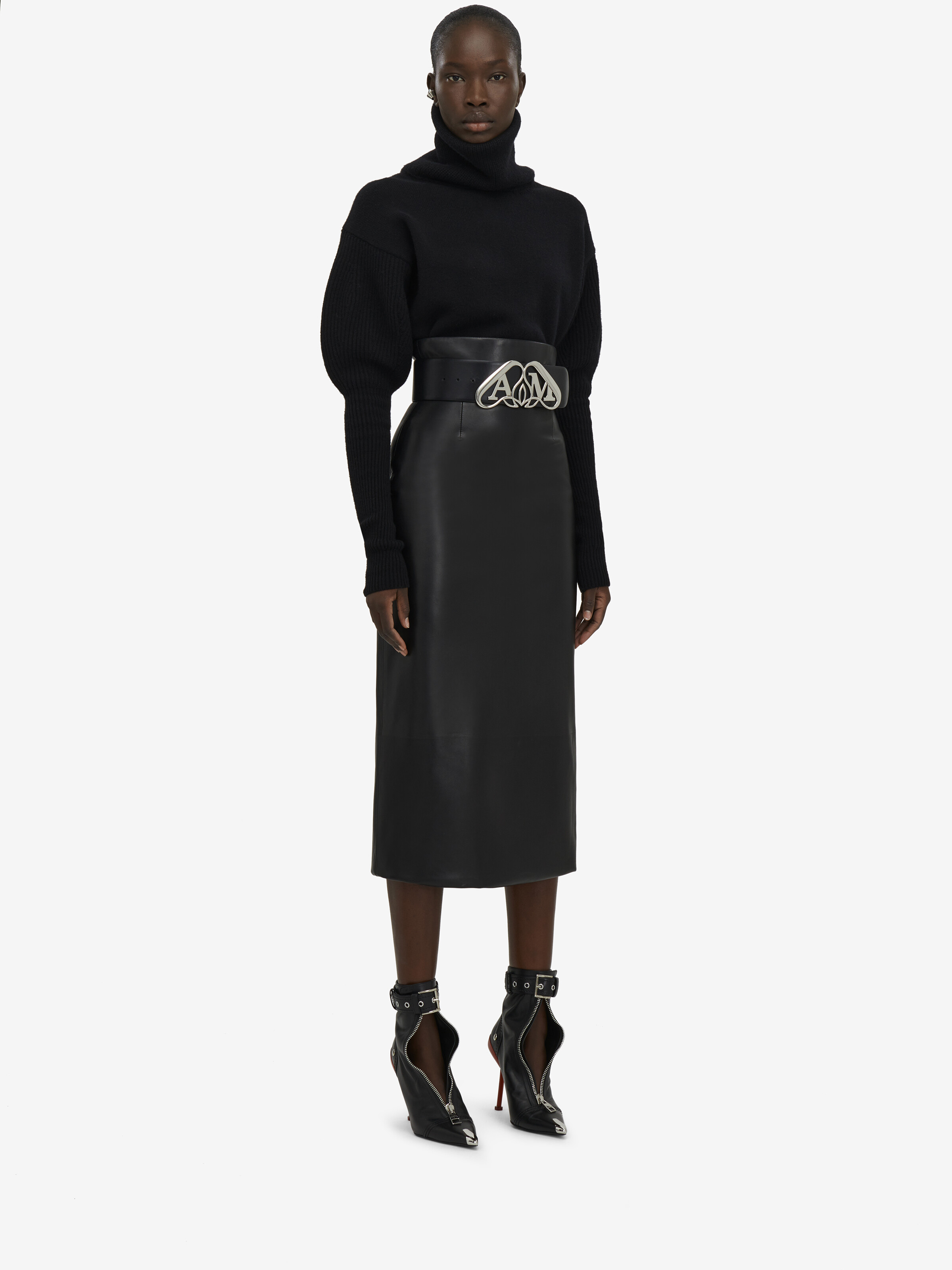 Women's Leather Bustier Skirt in Black in Lamb Leather | Alexander McQueen - image 3