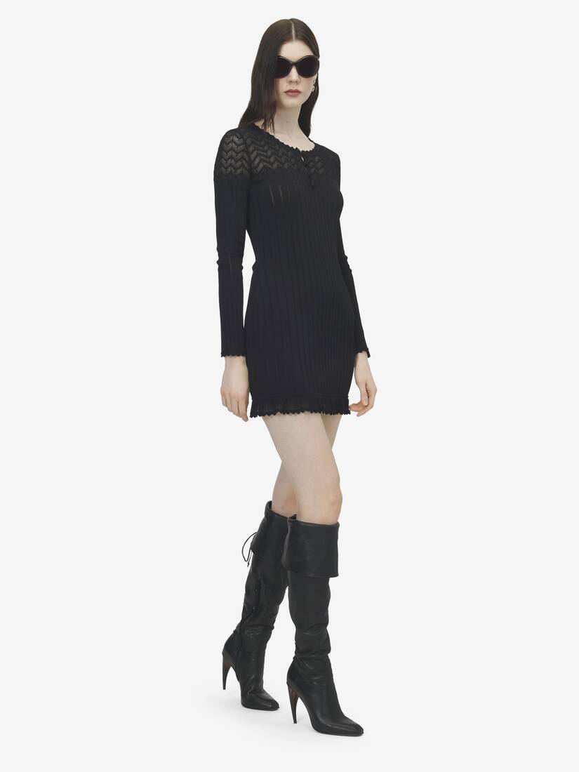 Pointelle Knit Mini Dress | Alexander McQueen - image 3
