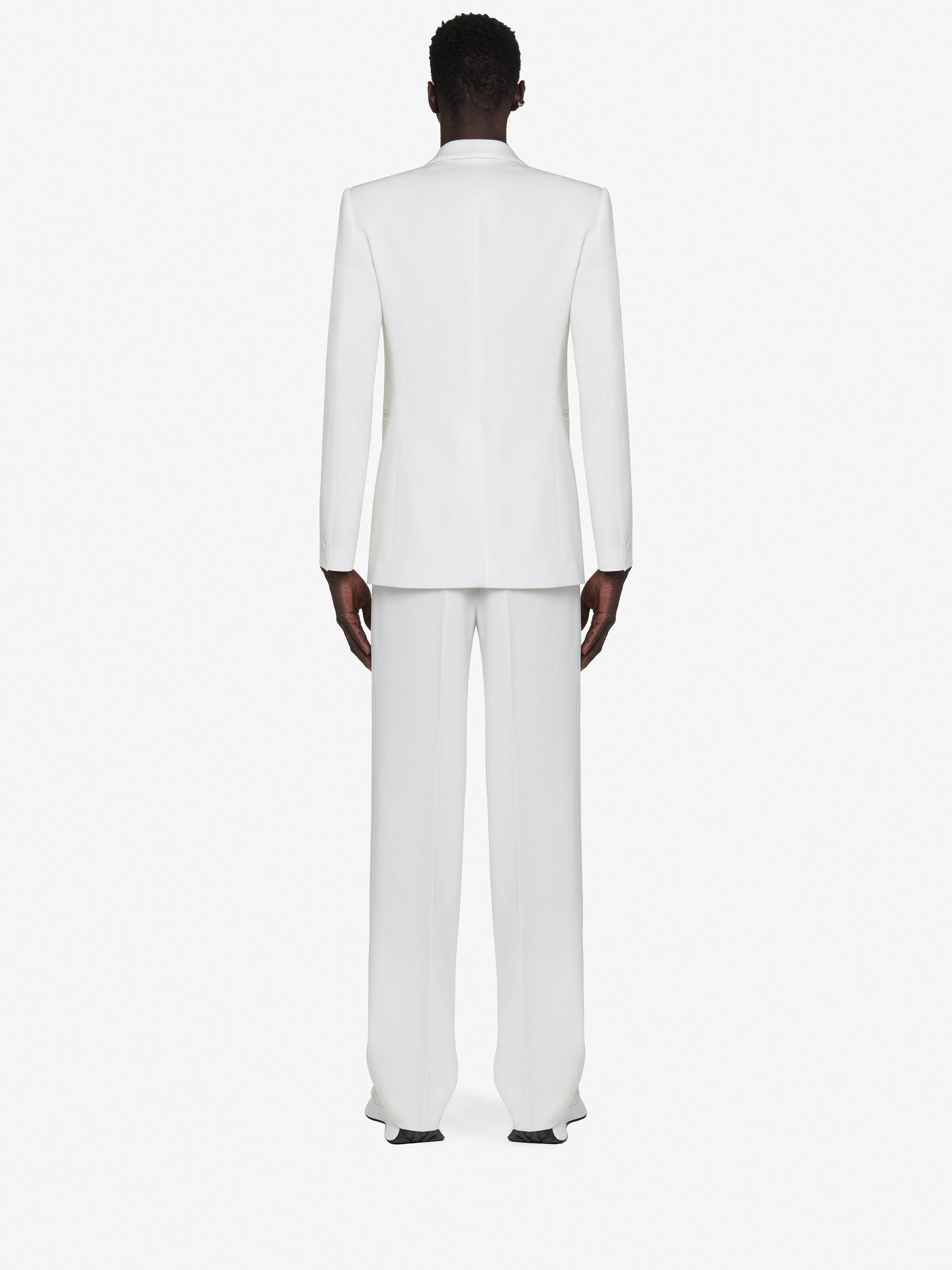 Men's Wide Leg Trousers in Soft White in 100% Wool | Alexander McQueen - image 3