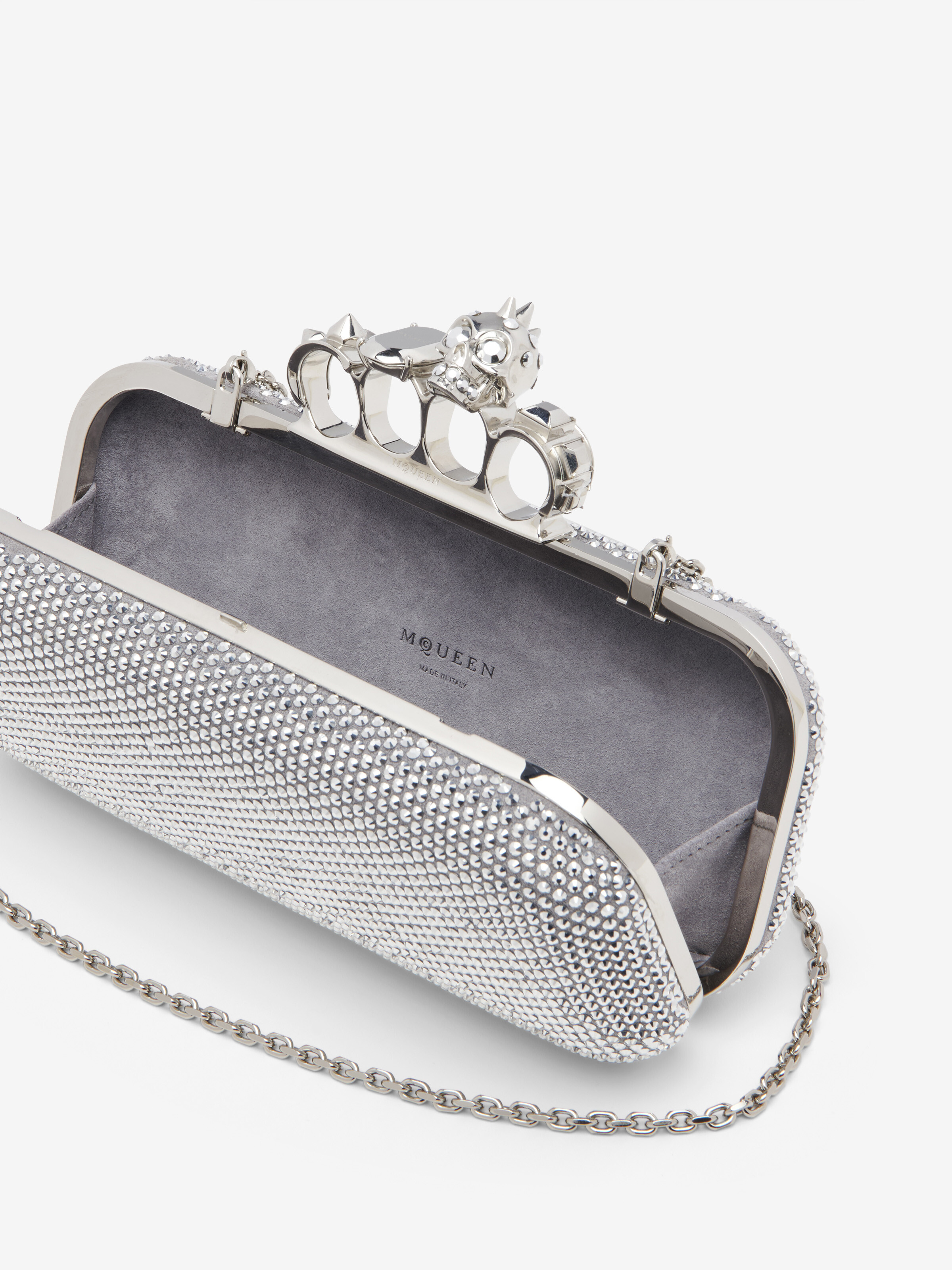 Longue minaudière Knuckle pour Femme en Finition couleur argent in Cuir de veau | Alexander McQueen - image 5