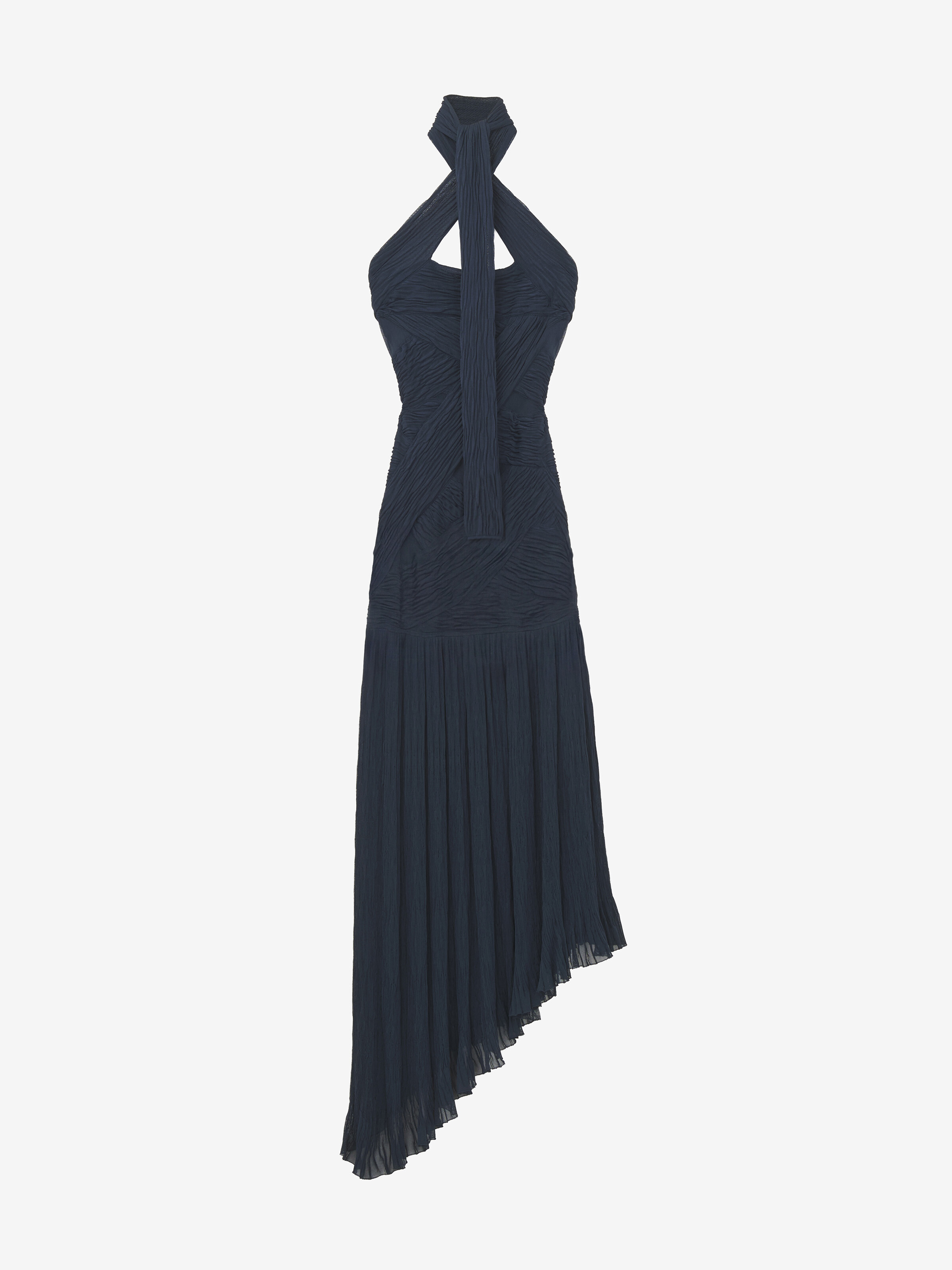 Robe froncée asymétrique pour Femme en Bleu Marine in 84% Viscose, 7% Polyamide, 7% Polyester, 2% Elastan | Alexander McQueen - image 1