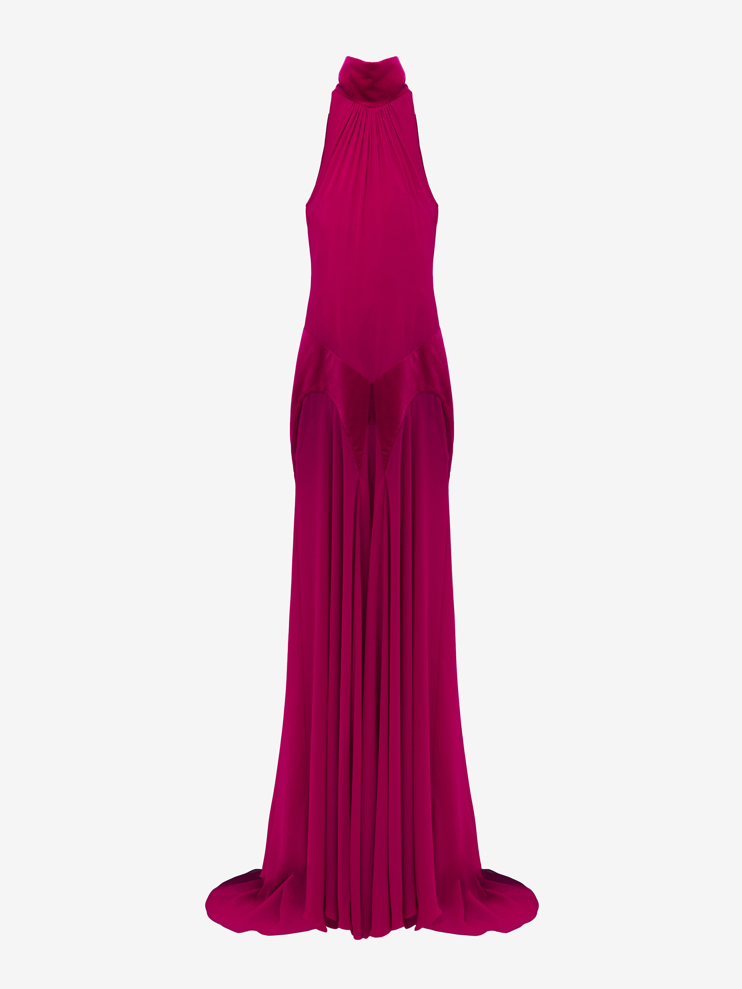 Women's Silk Georgette Evening Dress in Fuchsia in 100% Silk | Alexander McQueen - image 1