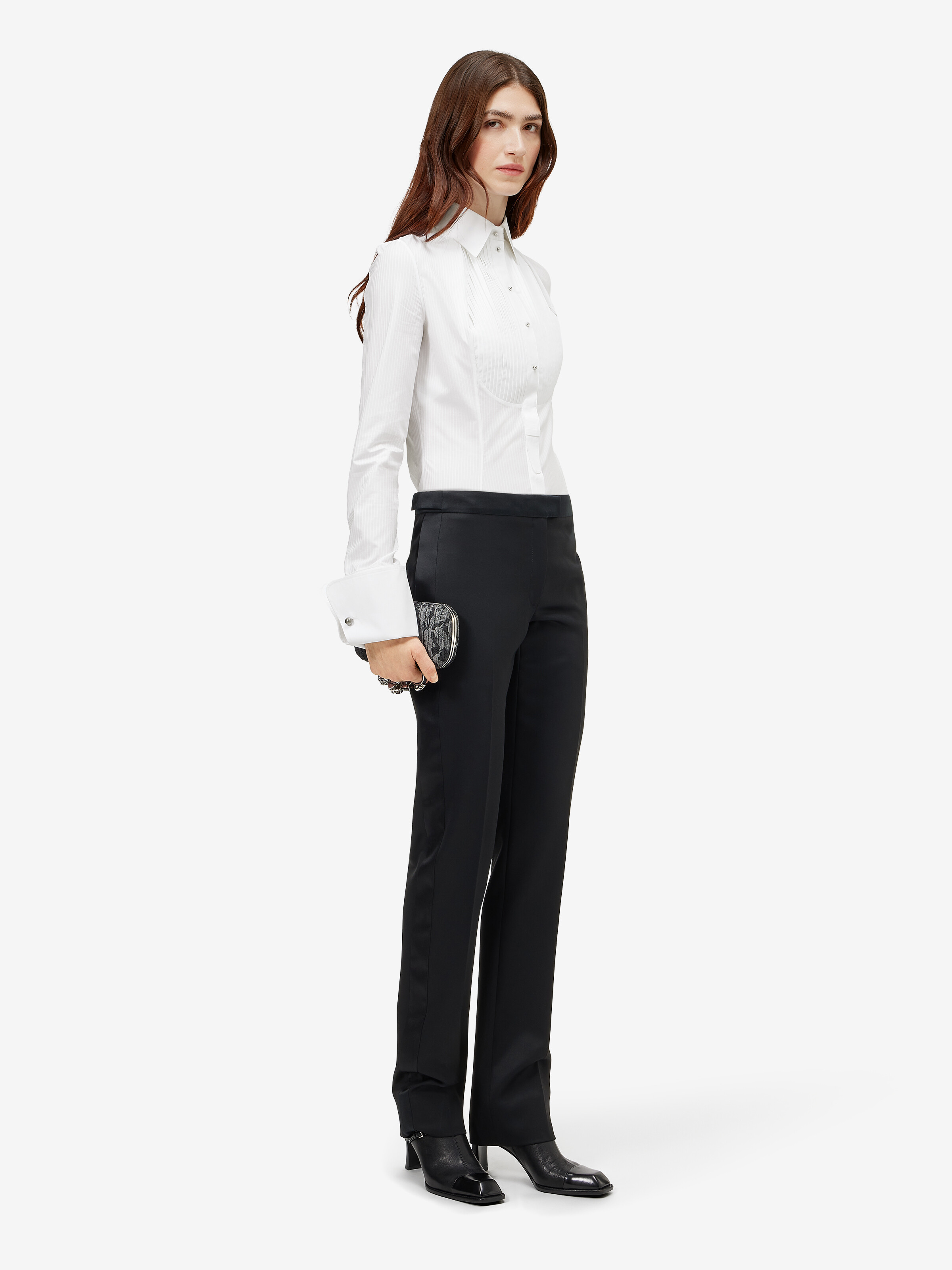 Women's Tuxedo Trousers in Black in 100% wool -  details: 80% silk, 20% polyester -  pocket lining: 100% cotton | Alexander McQueen - image 3