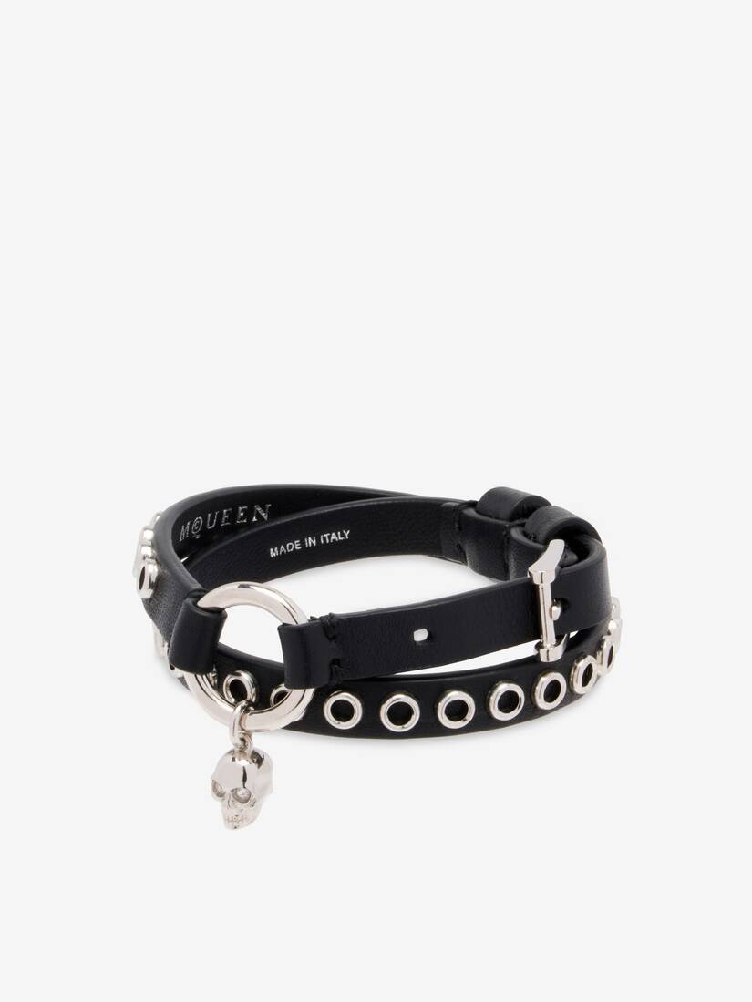 Skull Ring and Eyelets Double Wrap Bracelet | Alexander McQueen - image 3