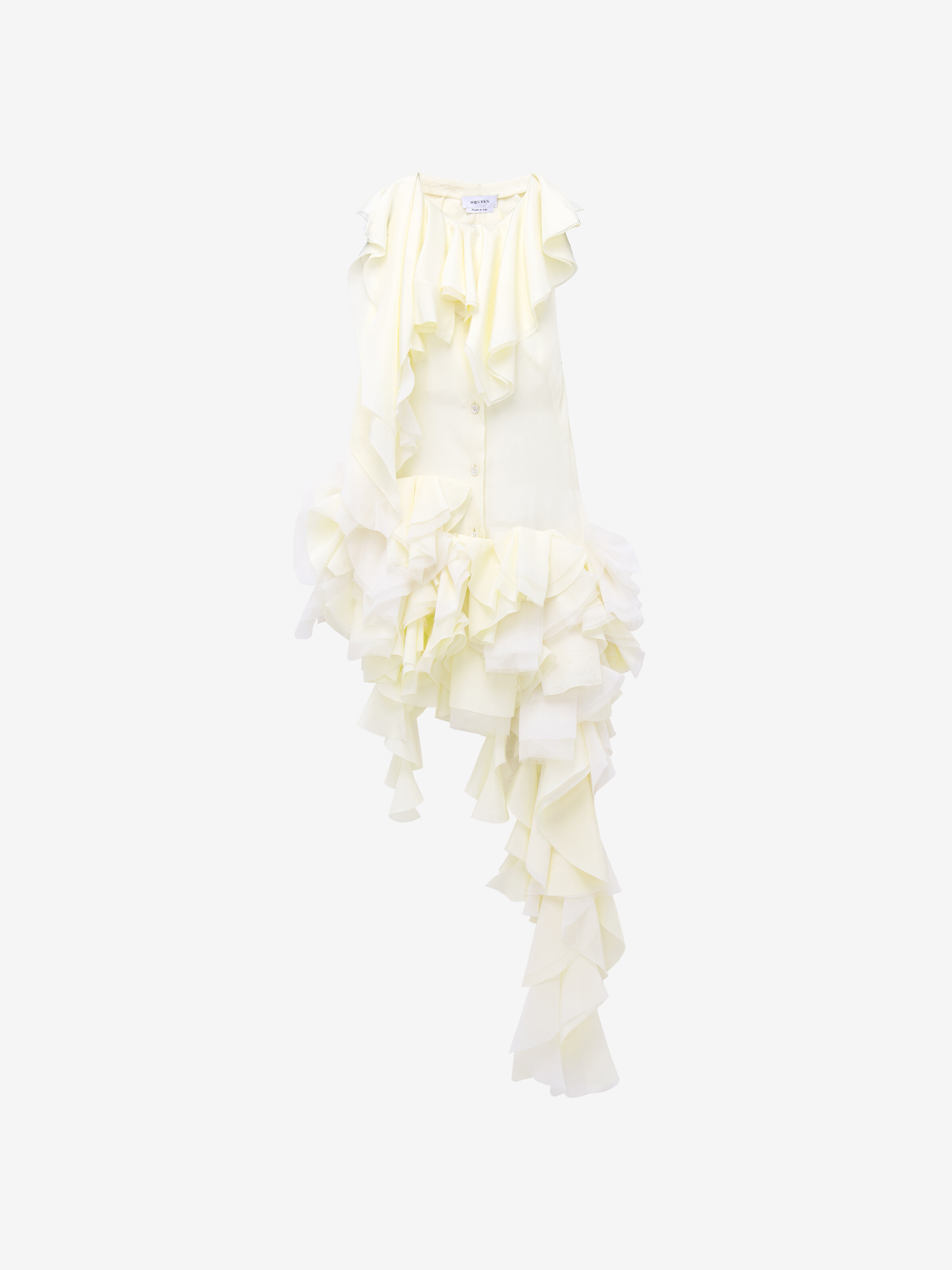 Women's Oyster Ruffle Top in Ivory in 100% Silk | Alexander McQueen - image 1