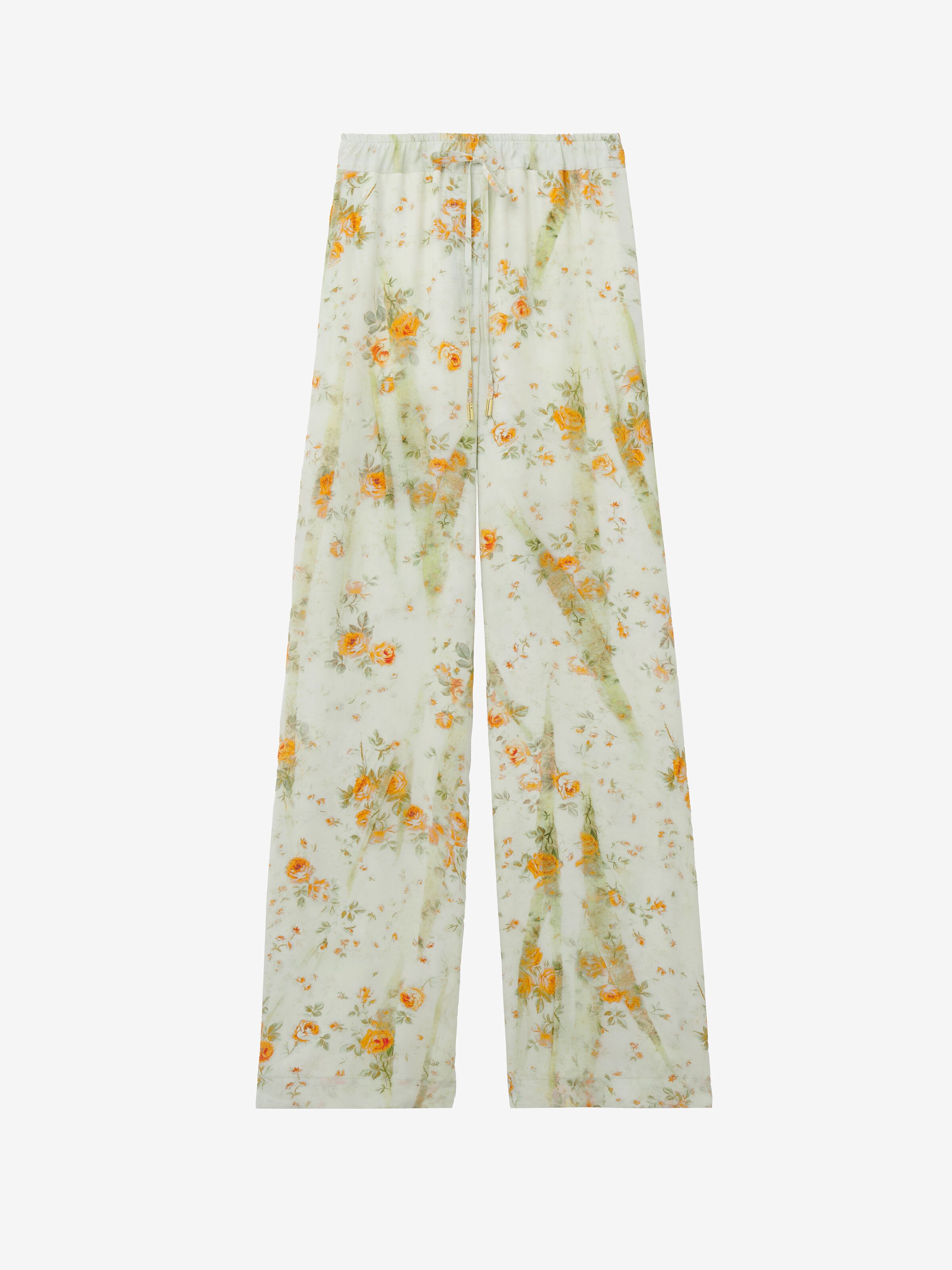 Pantaloni pyjama con motivo floreale da Donna in Pietra/Arancione chiaro in 100% Seta | Alexander McQueen - image 1