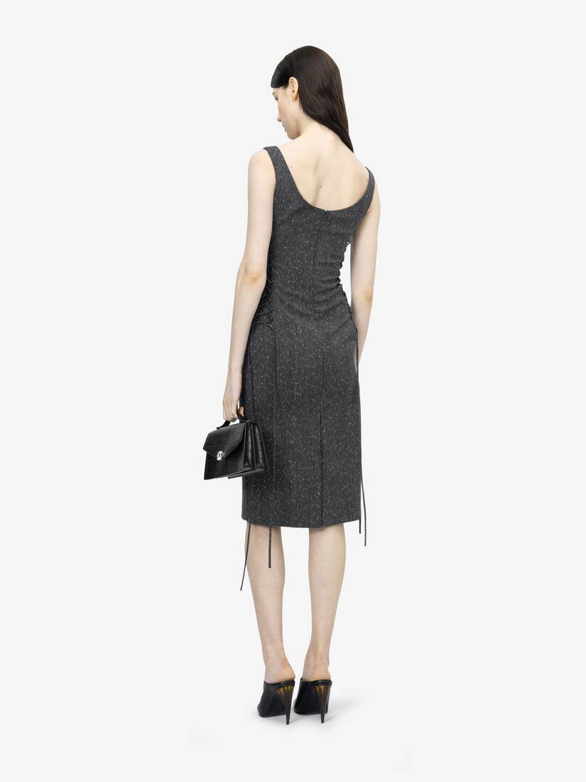 束腰蕾丝斑点细条纹铅笔连衣裙 | Alexander McQueen - image 4