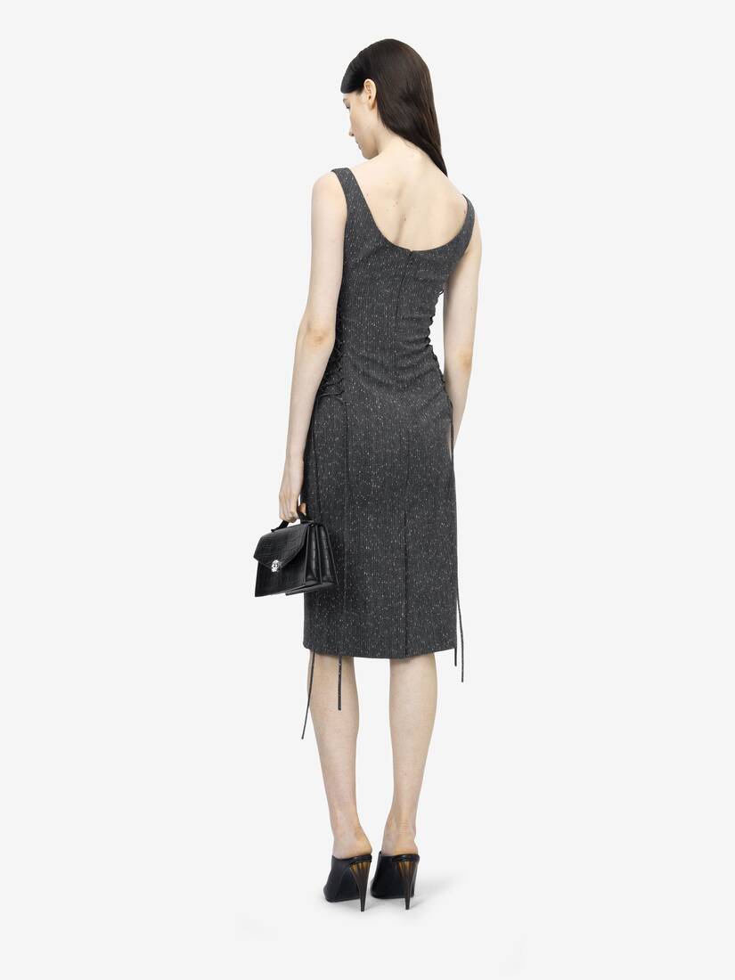 Corset Lace Flecked Pinstripe Pencil Dress | Alexander McQueen - image 4