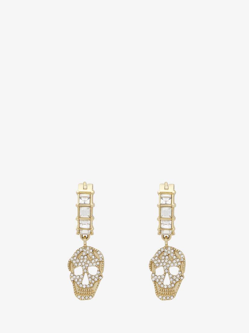 Pavé Skull Hoop Earrings | Alexander McQueen - image 1
