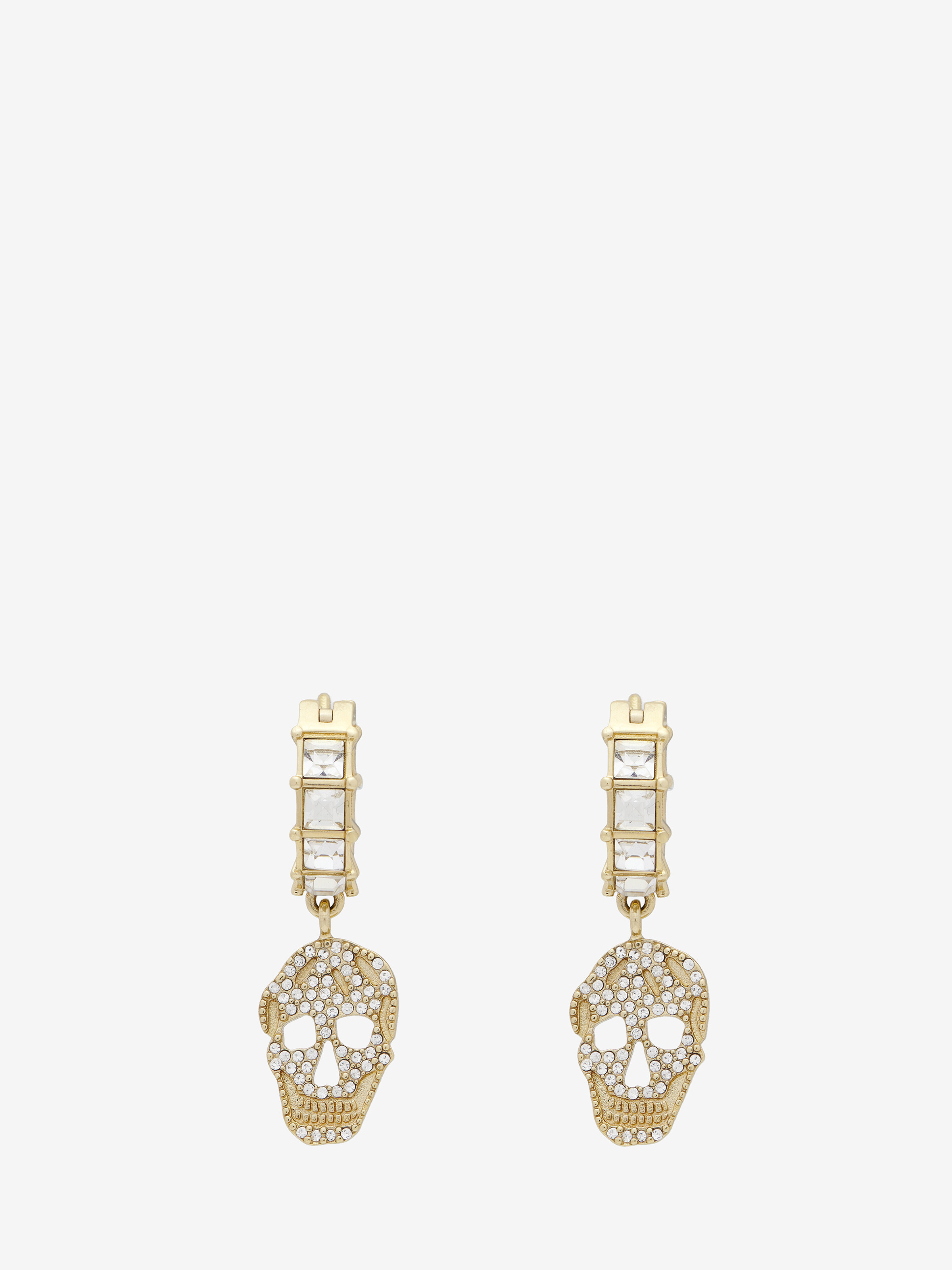 Women's Pavé Skull Hoop Earrings in Pale Gold-finish in Brass | Alexander McQueen - image 1