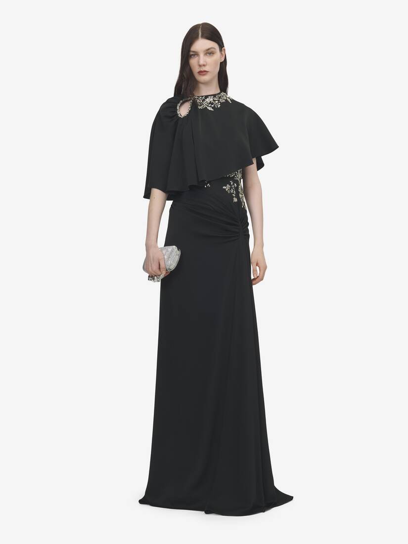 Floral Embroidery Asymmetric Cape | Alexander McQueen - image 2