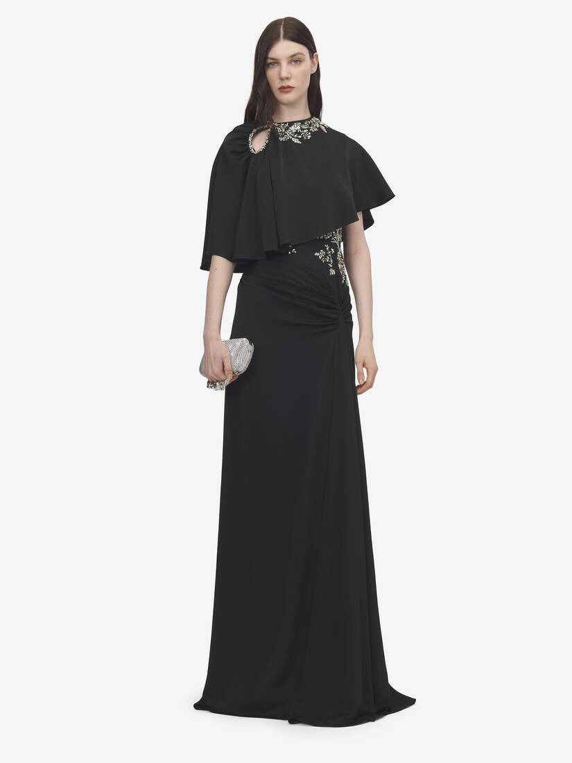 Asymmetrisches Cape mit floralen Stickereien | Alexander McQueen - image 2