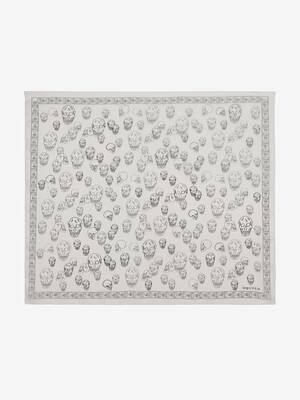 Alexander McQueen スカル ストール スカーフ ホワイト白 Women's Hand-painted Skull Foulard in Ivory/Black | McQueen US