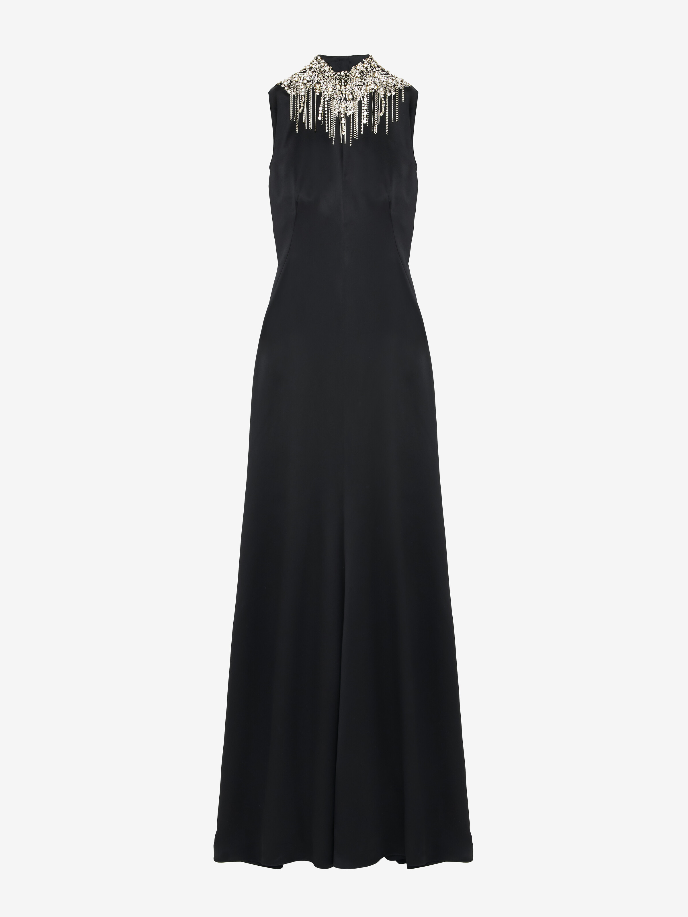 Women's Chain Mail Embroidery Evening Dress in Black in 51% Acetate, 49% Viscose | Alexander McQueen - image 1