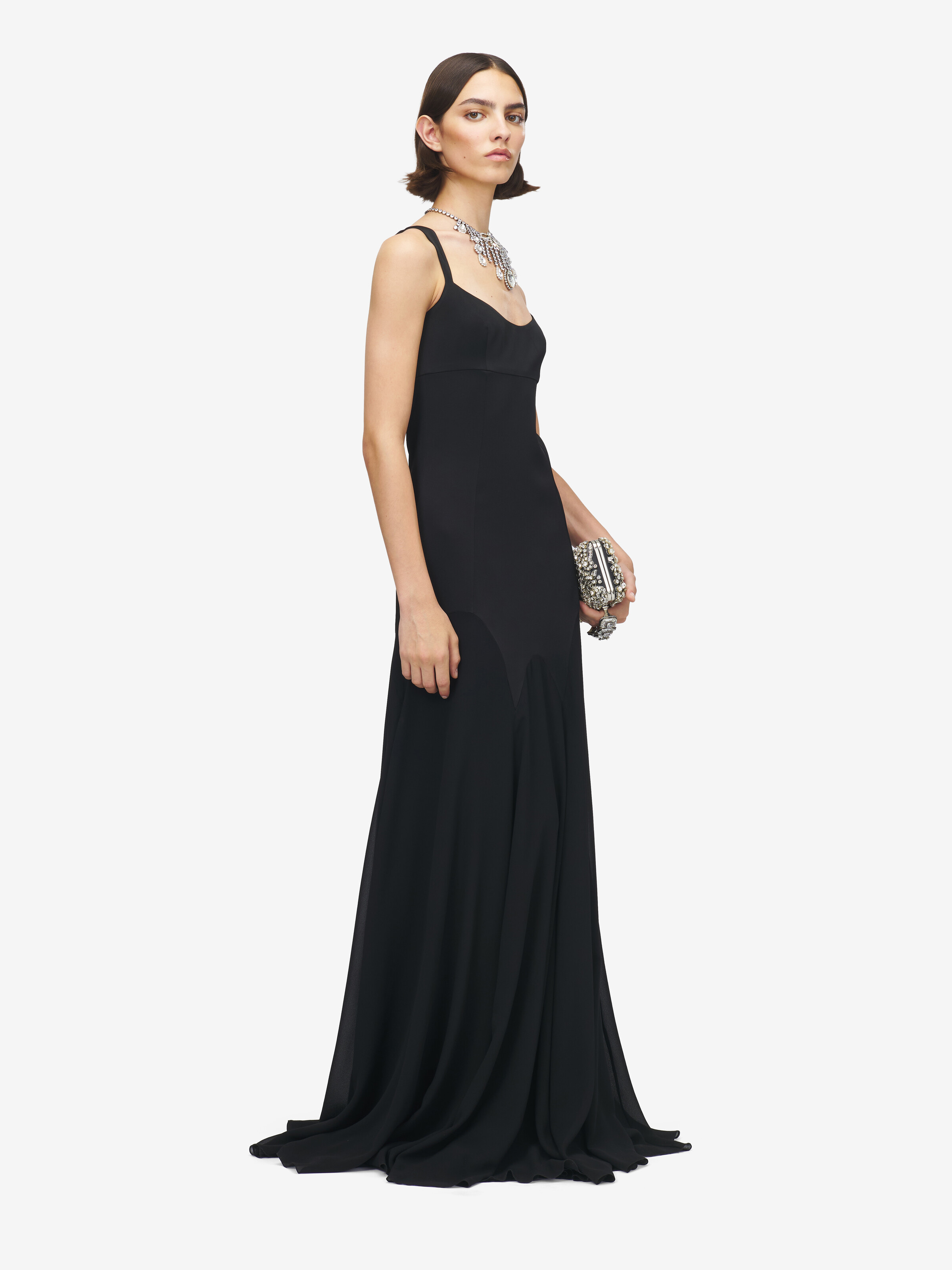 Women's Satin Evening Dress in Black in 61% Viscose, 39% Acetate | Alexander McQueen - image 3