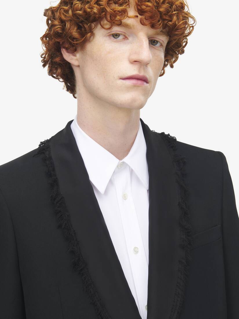 Frayed Lapel Single-breasted Jacket