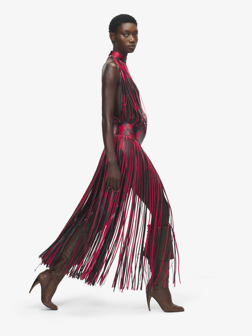 Leather Floral Fringe Dress | Alexander McQueen - image 3