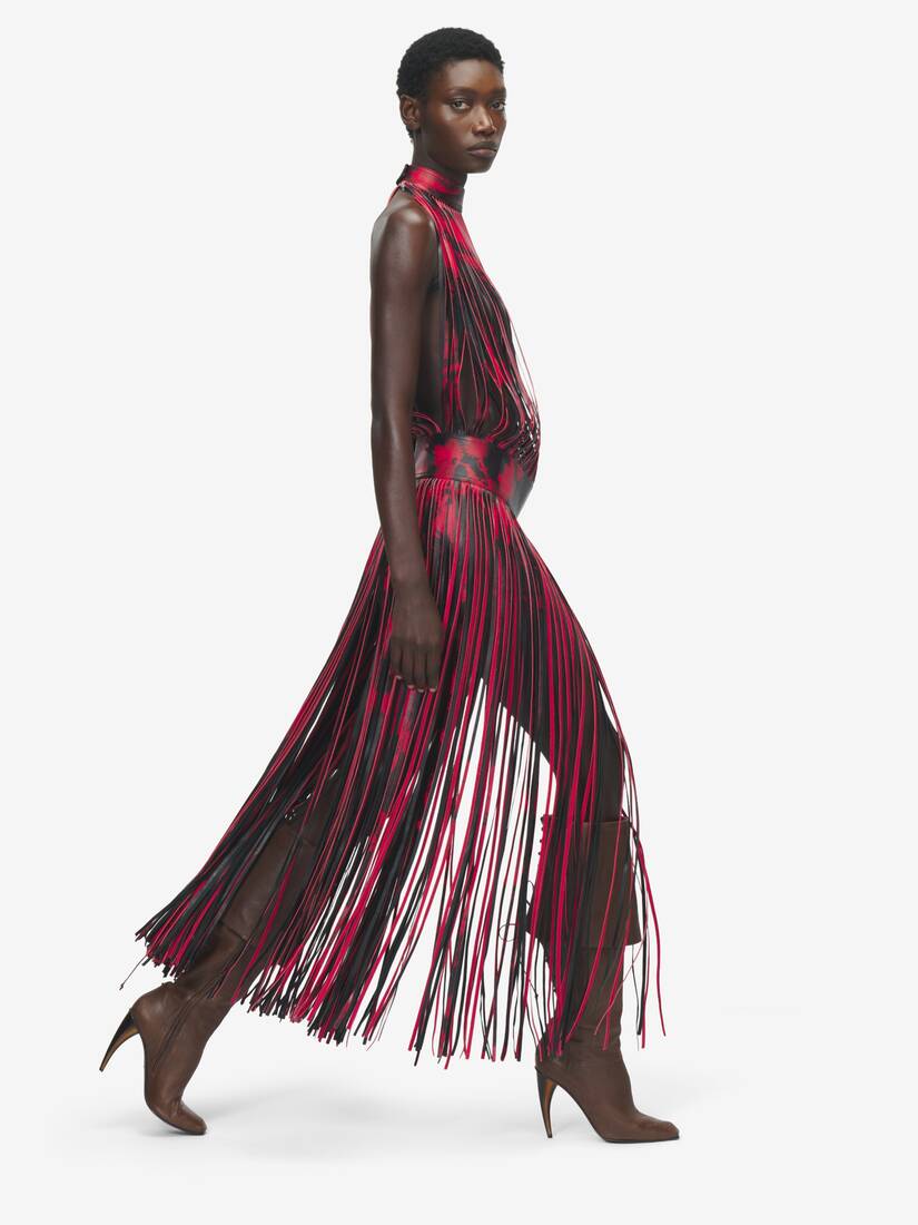 Leather Floral Fringe Dress | Alexander McQueen - image 3