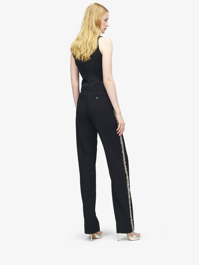 Crystal Embroidery Tuxedo Trousers