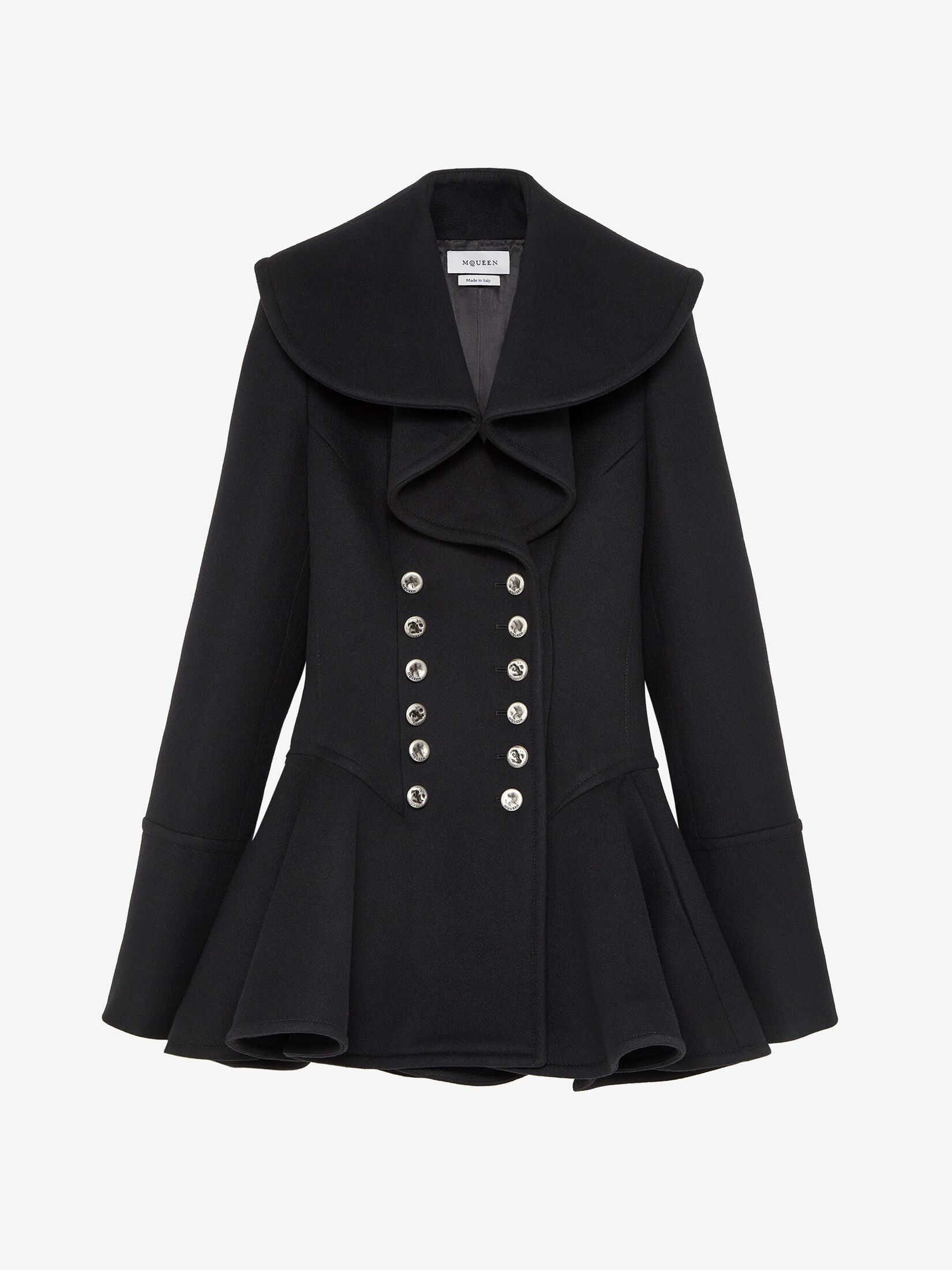 Alexander McQueen Waterfall Collar Coat in Black