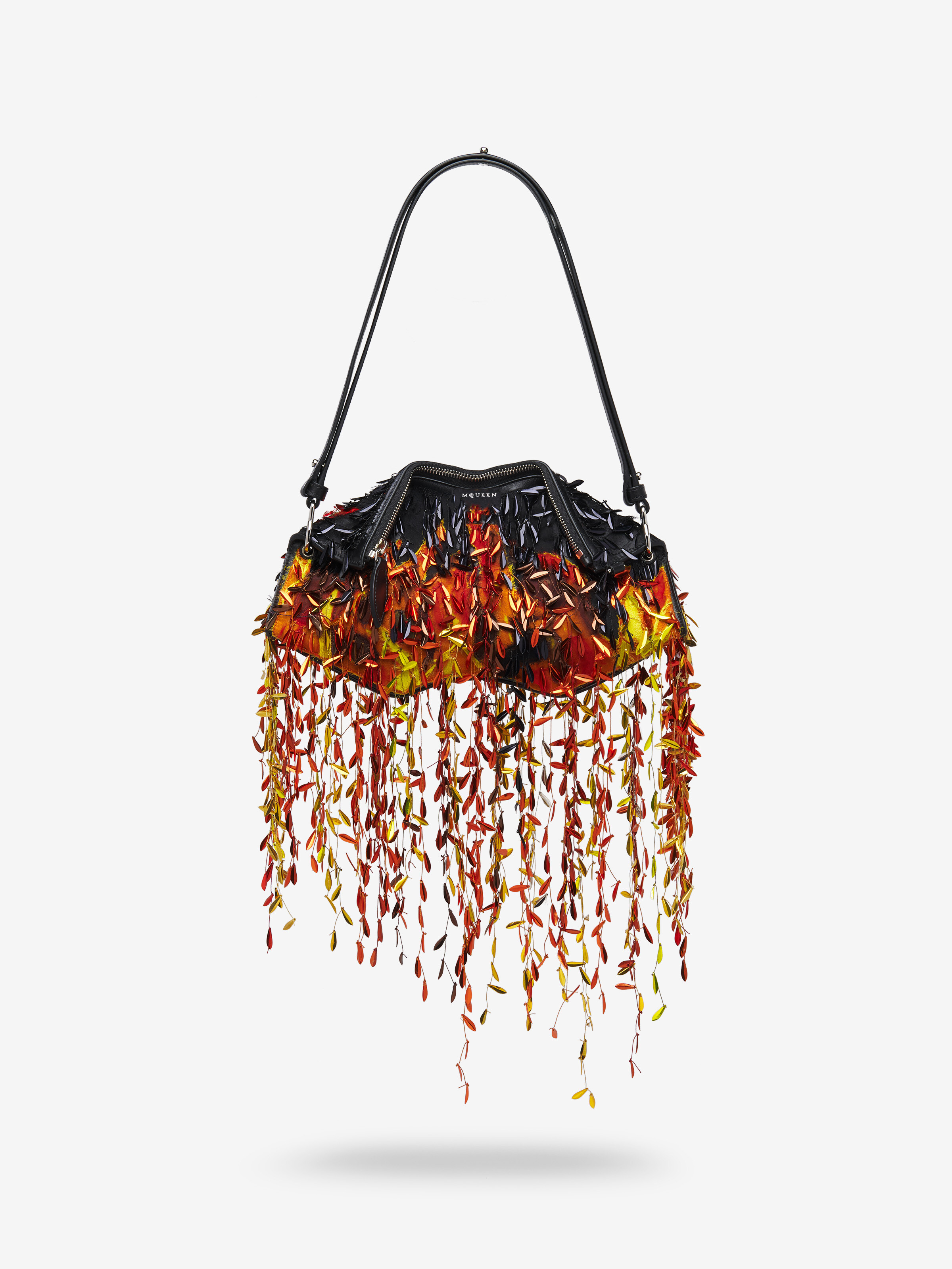 Women's Manta Clutch in Black/Red/Orange in Calf Leather | Alexander McQueen - image 5