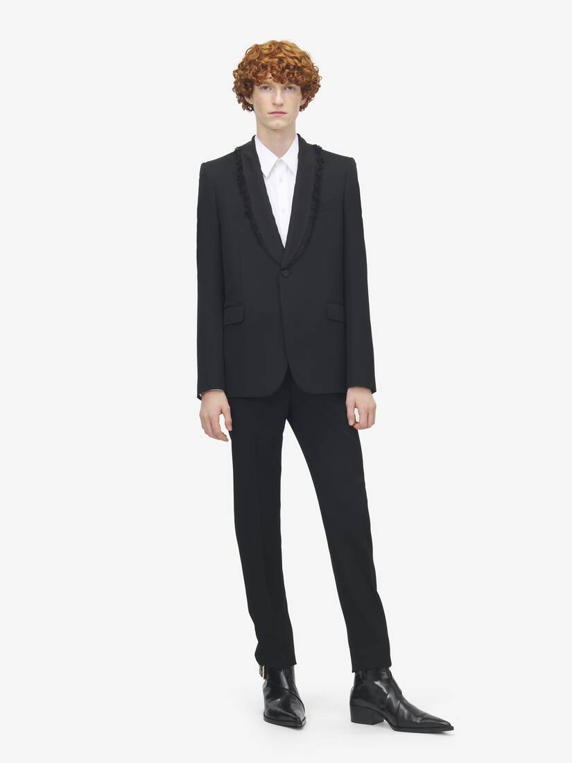 Frayed Lapel Single-breasted Jacket