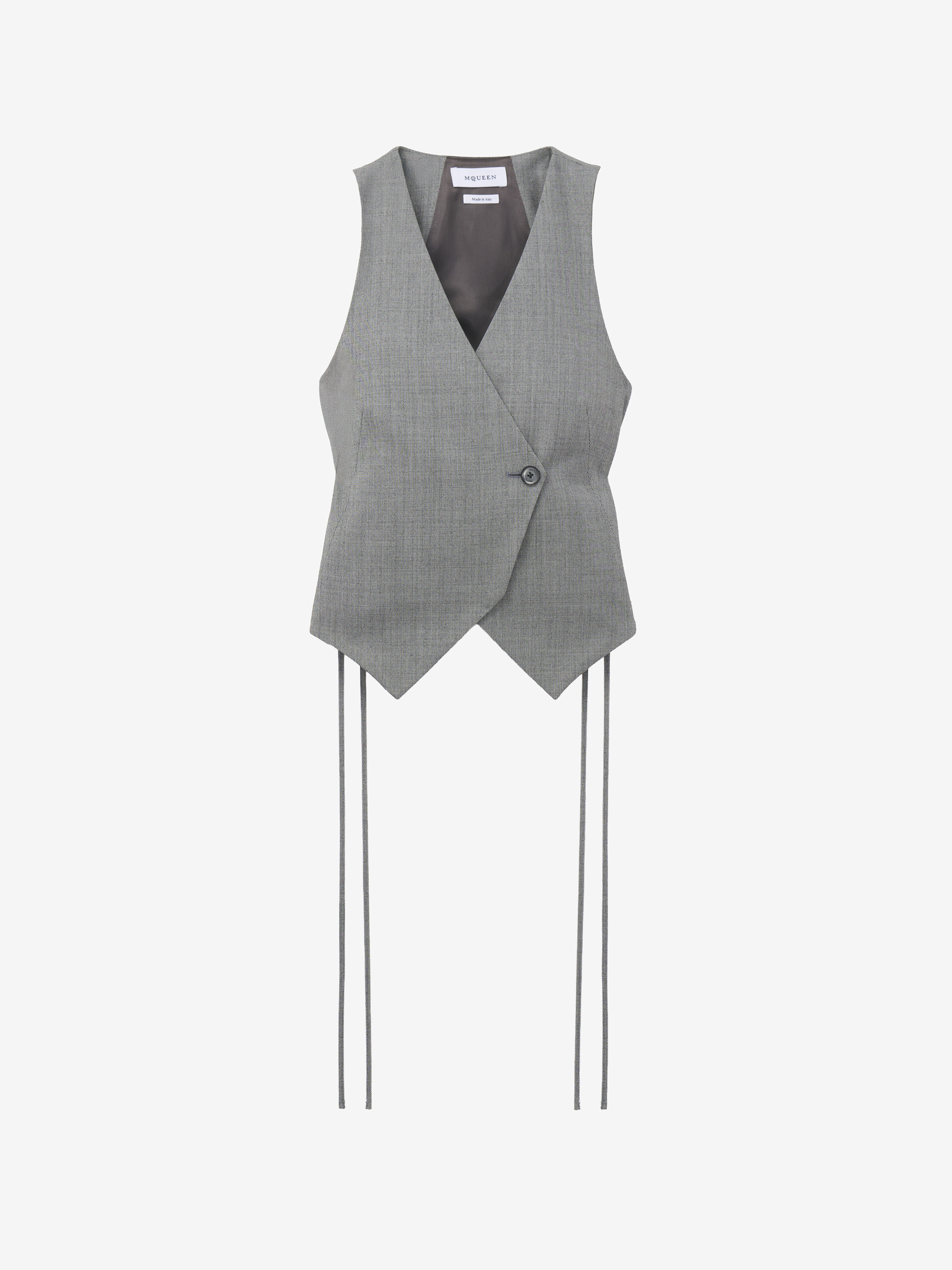 Women's Corset Laced Waistcoat in Black/Ivory in 100% Wool | Alexander McQueen - image 1