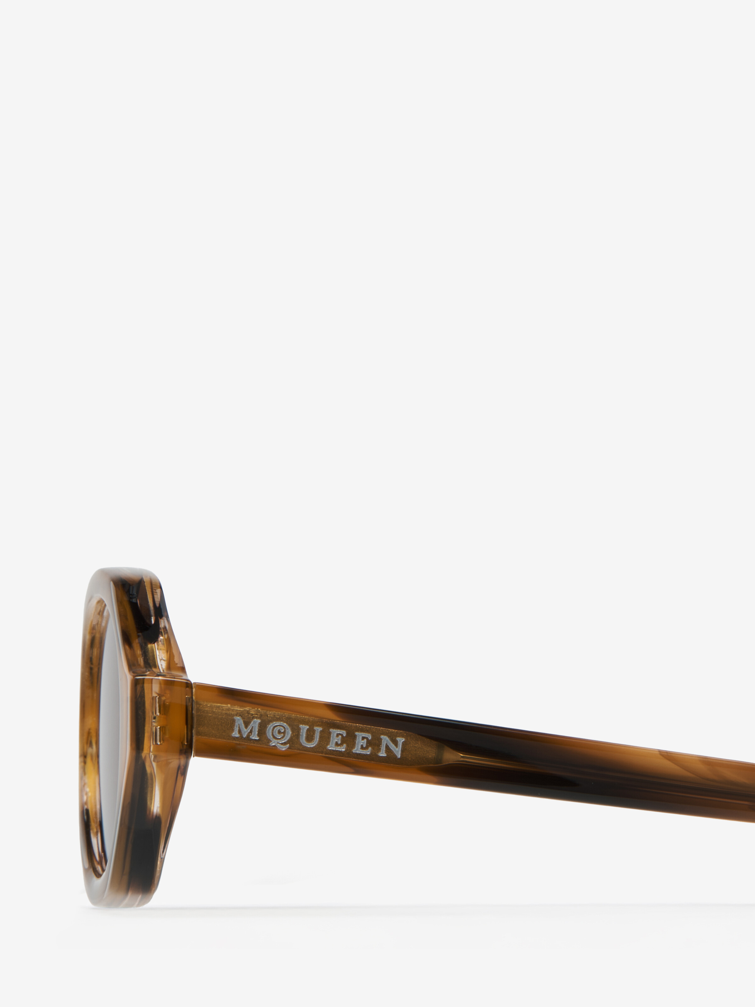 Women's Geometric Oval Sunglasses in Dark Brown in 100% Plastic | Alexander McQueen - image 4