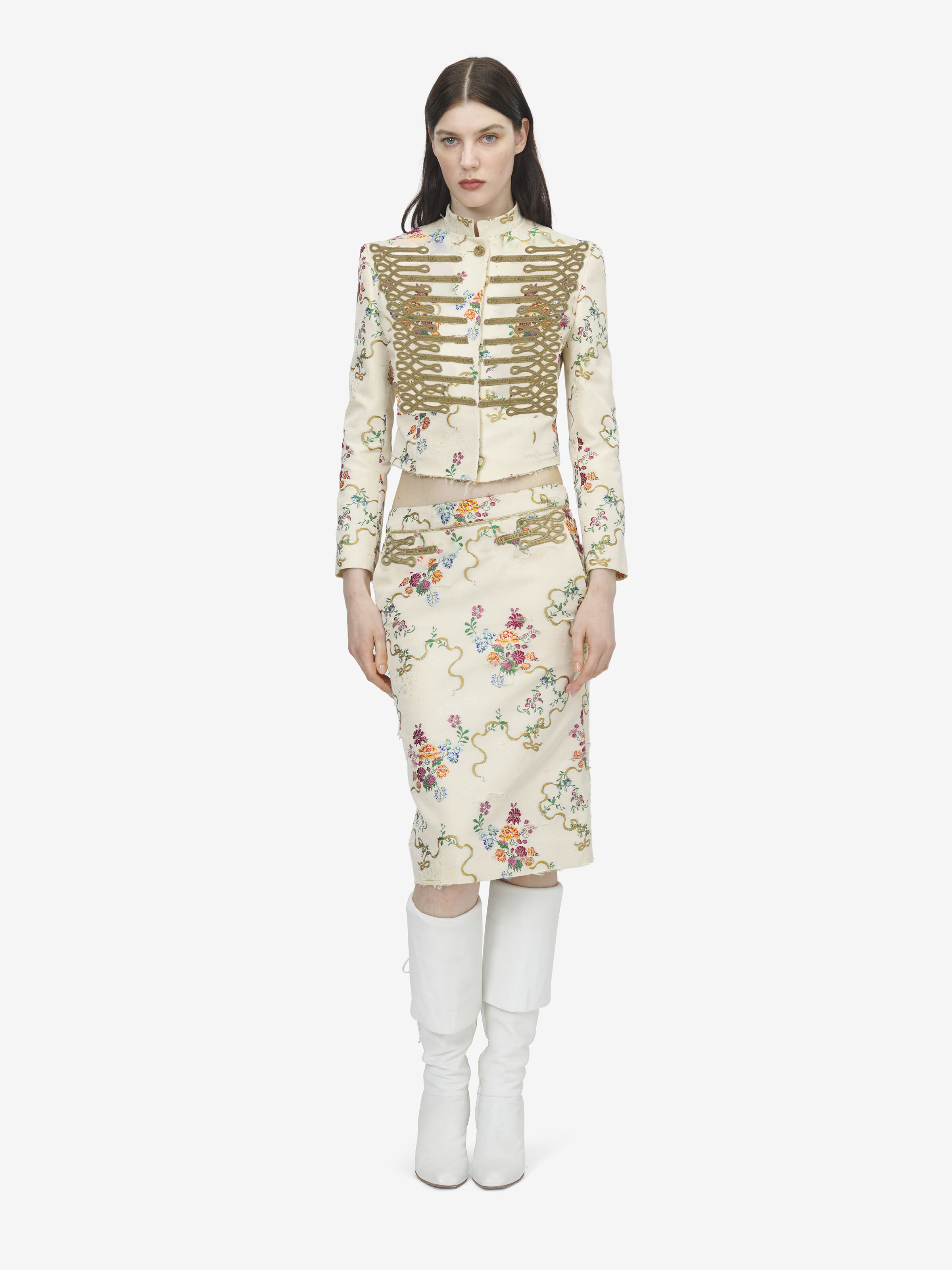 Women's Frogging Embroidery Floral Jacket in Multicolor in 67% Polyester, 33% Cotton | Alexander McQueen - image 2