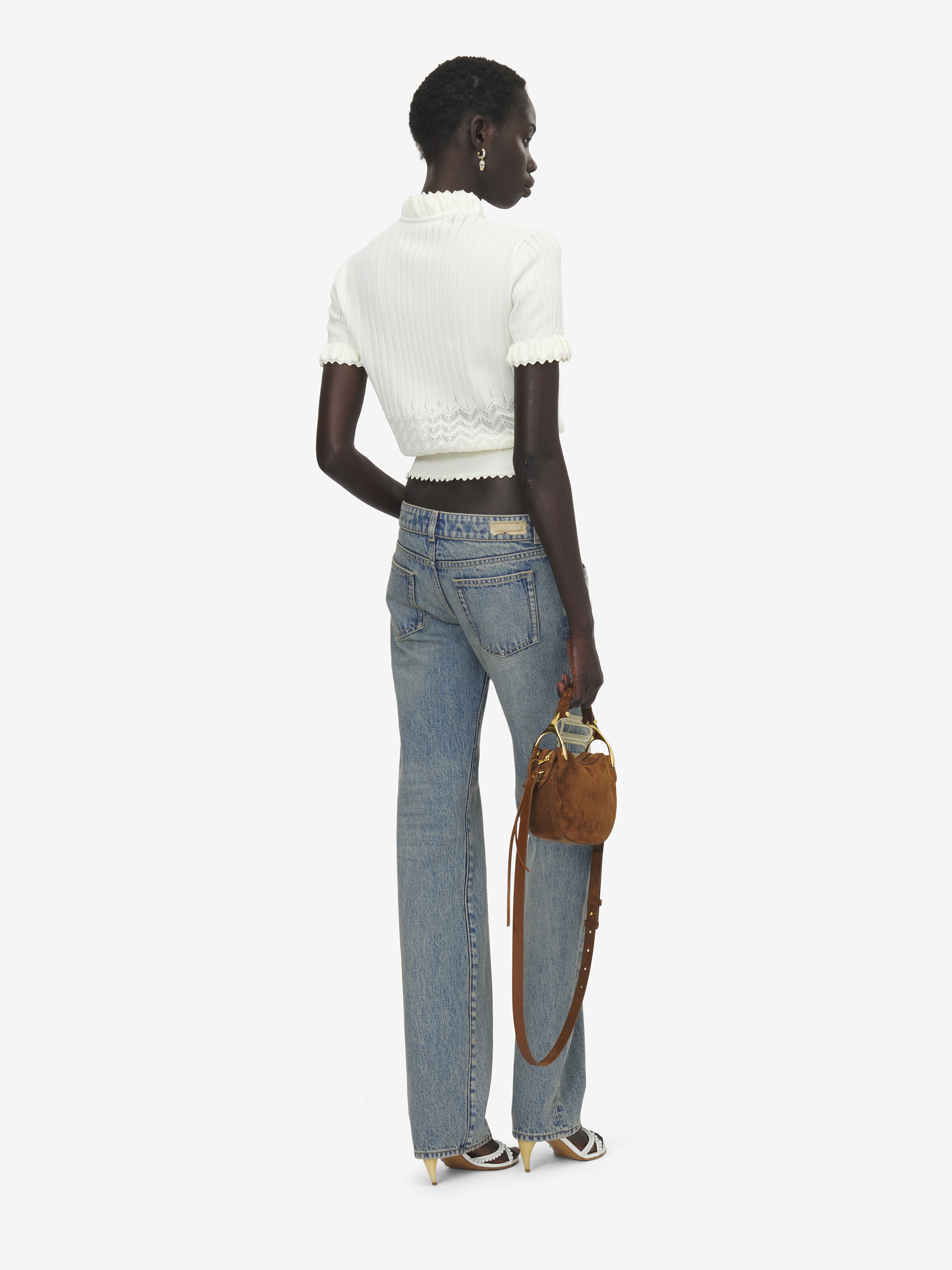 Women's Pointelle Knit Top in Ivory in 65% Viscose, 35% Polyamid | Alexander McQueen - image 4