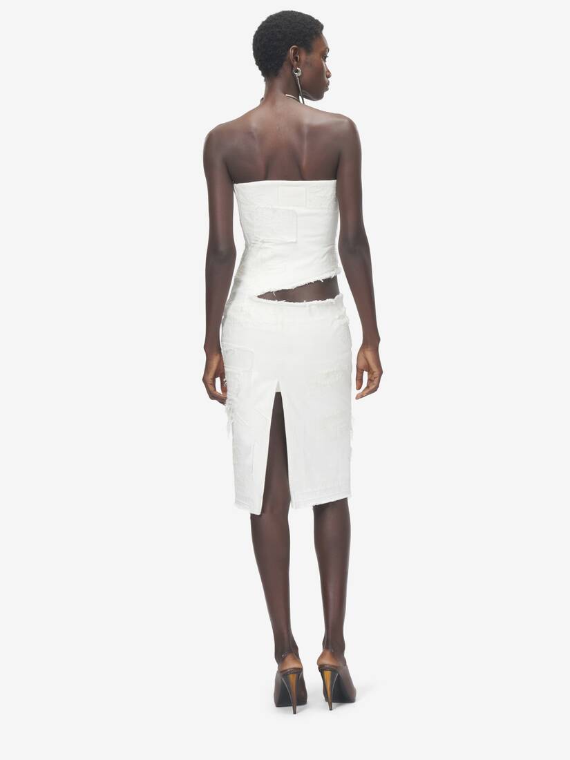 Slashed Denim Strapless Dress | Alexander McQueen - image 4