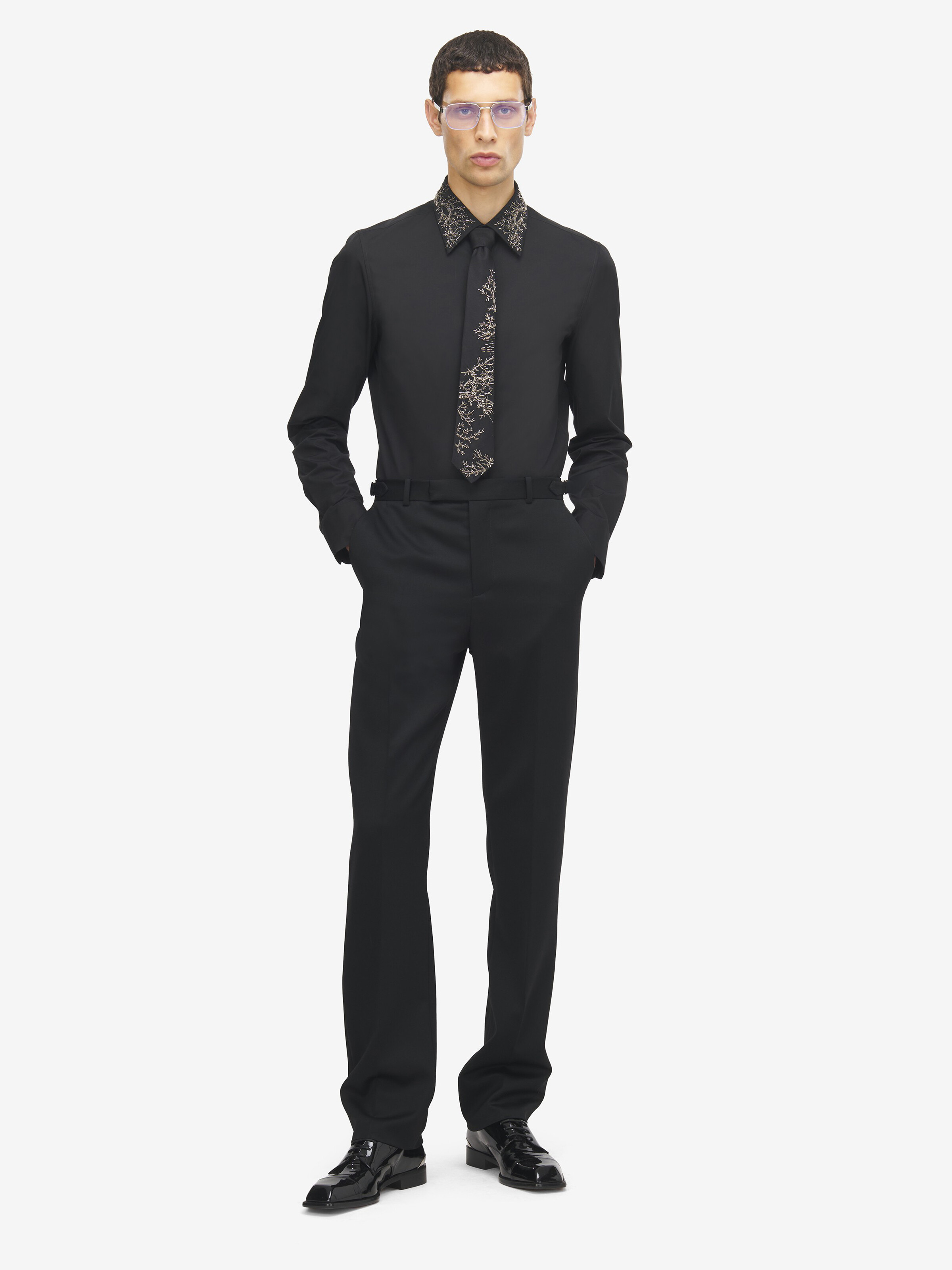 Chemise À Col Brodé «&nbsp;Tree Of Life&nbsp;» pour Homme en Noir in Tissu: 100% Coton -  Broderie Non-Textile: Métal -  Verre  | Alexander McQueen - image 2